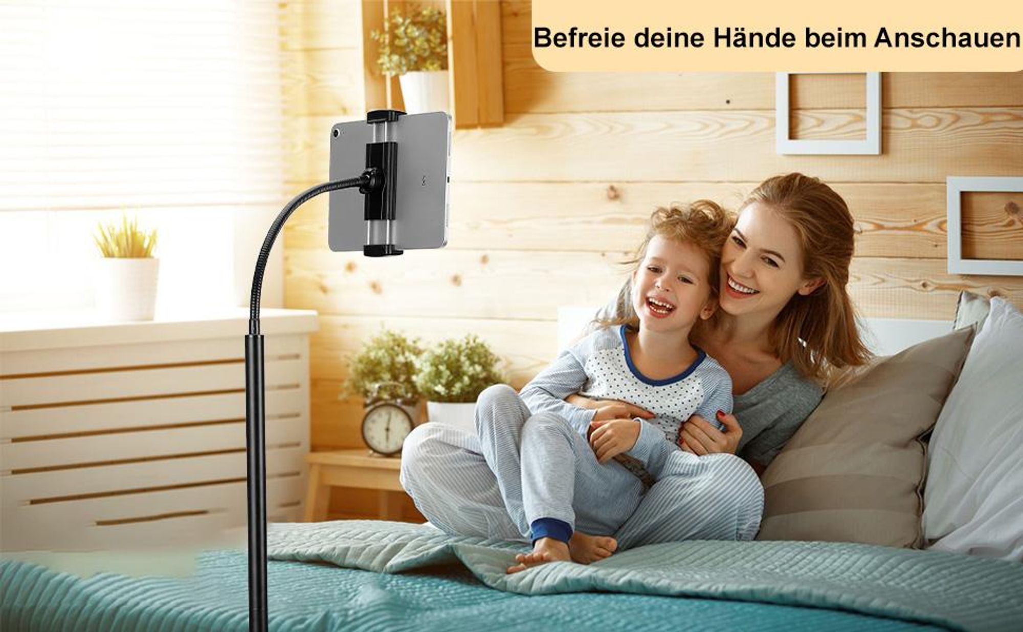 Tablet Bodenständer, Tablet Ständer, Universeller Tablet Halterung, 360 Grad drehbarer, mit flexiblem Schwanenhals, für 4,5 - 12,9 Zoll Tablet