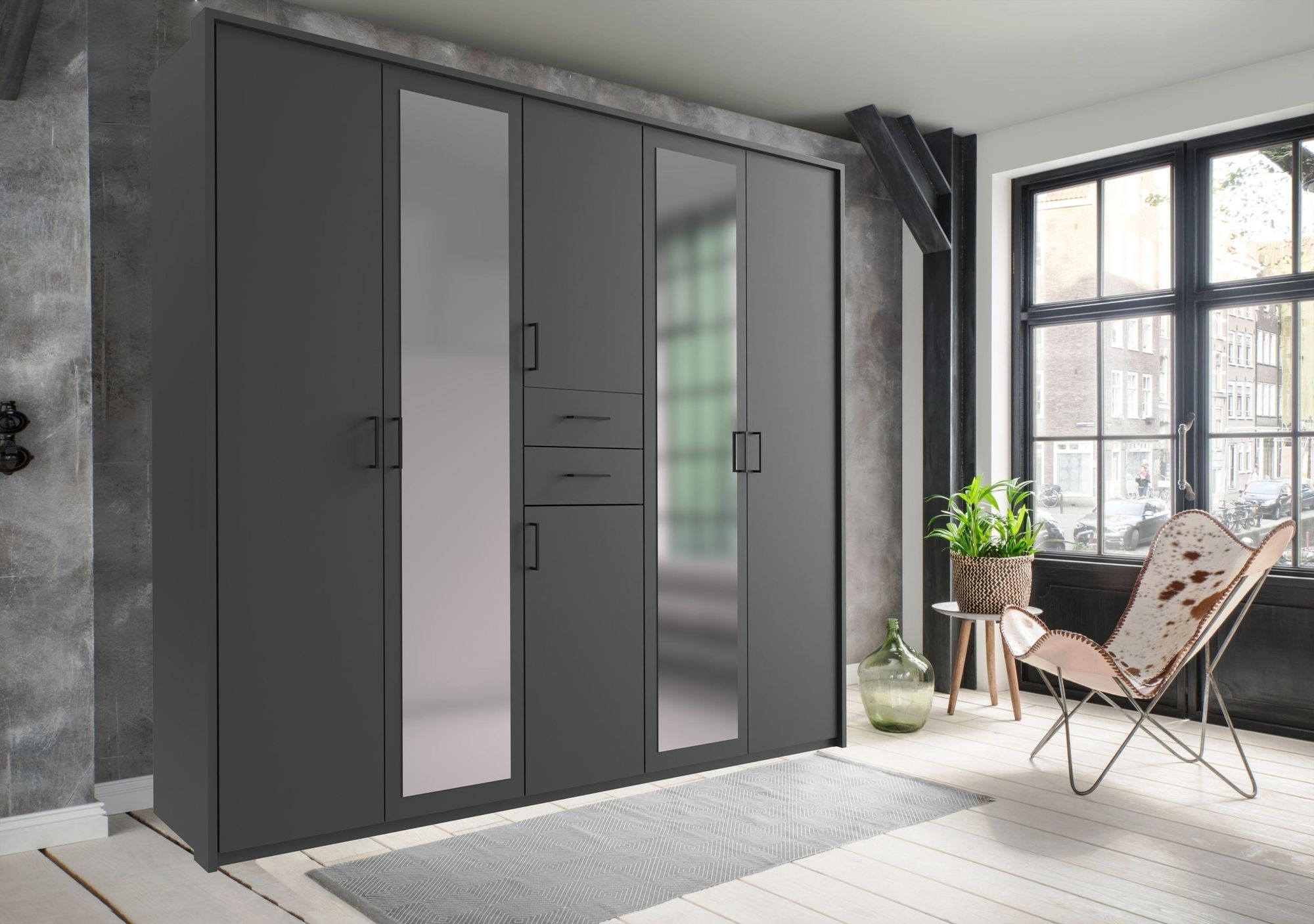 Dillingen Schlafzimmer-Set – Kleiderschrank-Set mit 6 Drehtüren und 2 Spiegeln