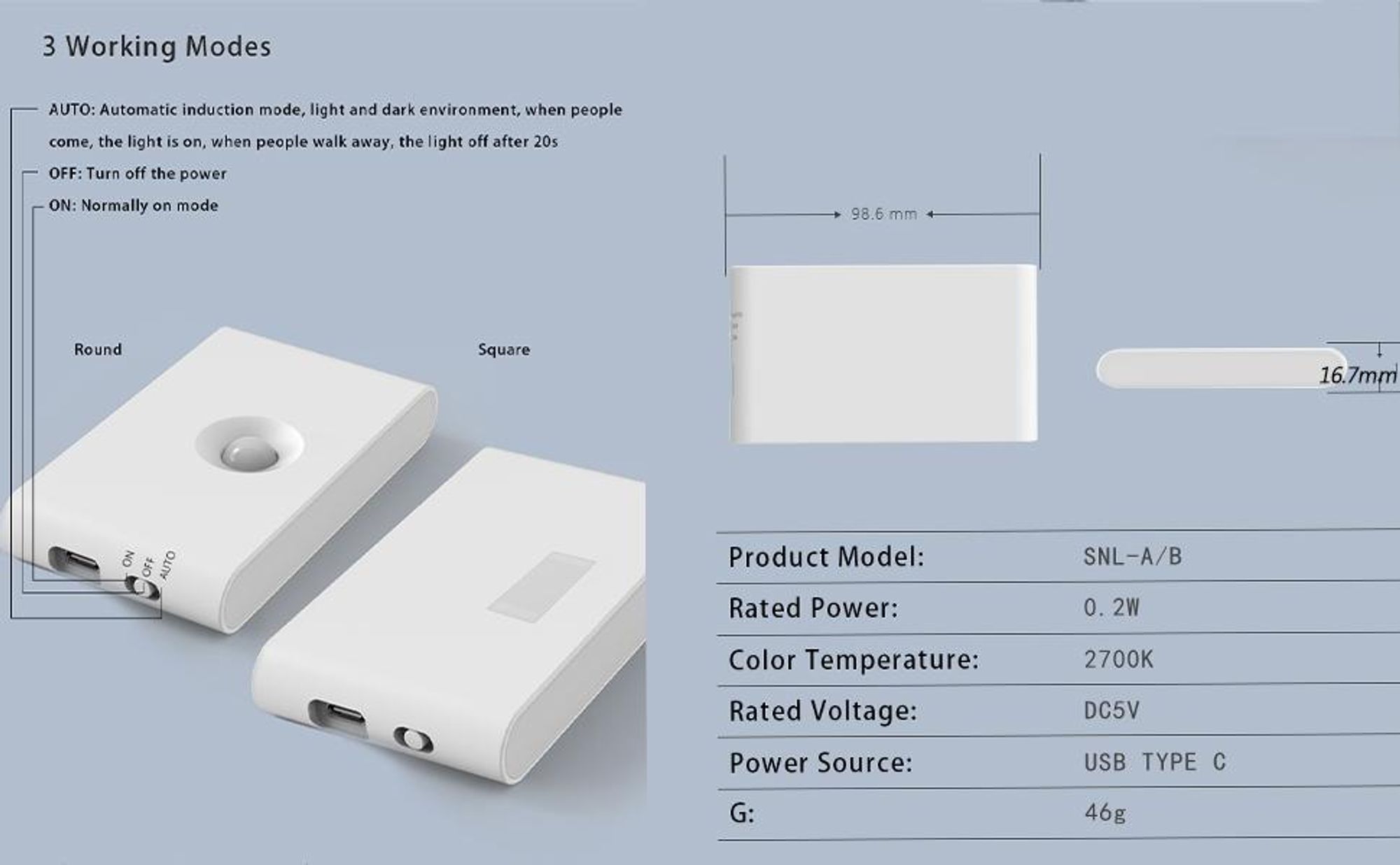4x LED Nachtlicht mit Bewegungsmelder und Dämmerungssensor, USB-C (3000mAh), kabellose Schrankbeleuchtung, für Kinderzimmer, Treppe, Schlafzimmer,Flur