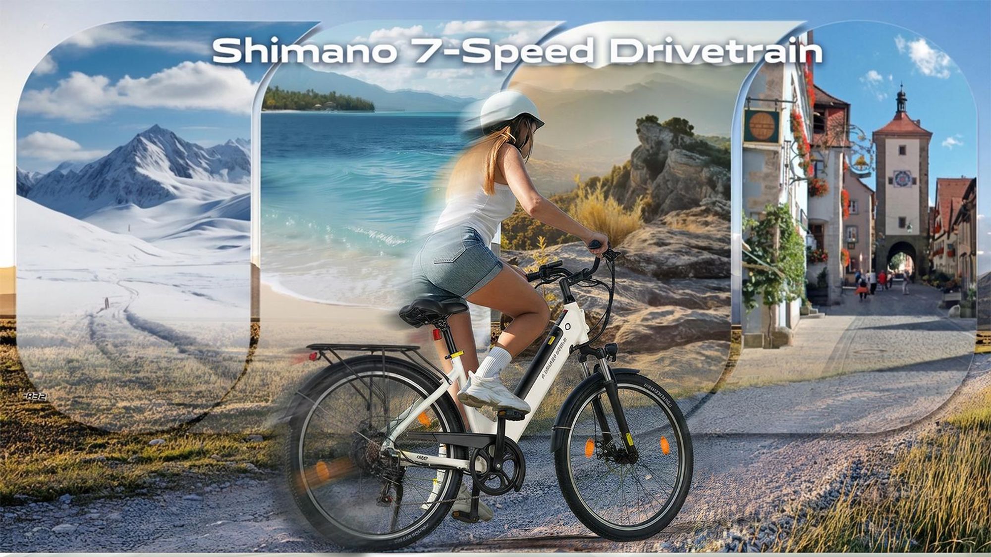 AVDL A32 elektrische stadsfiets 26 inch, 250 W, 36 V 12,8 Ah accu, Shimano 7 versnellingen, schijfremmen, lcd-display