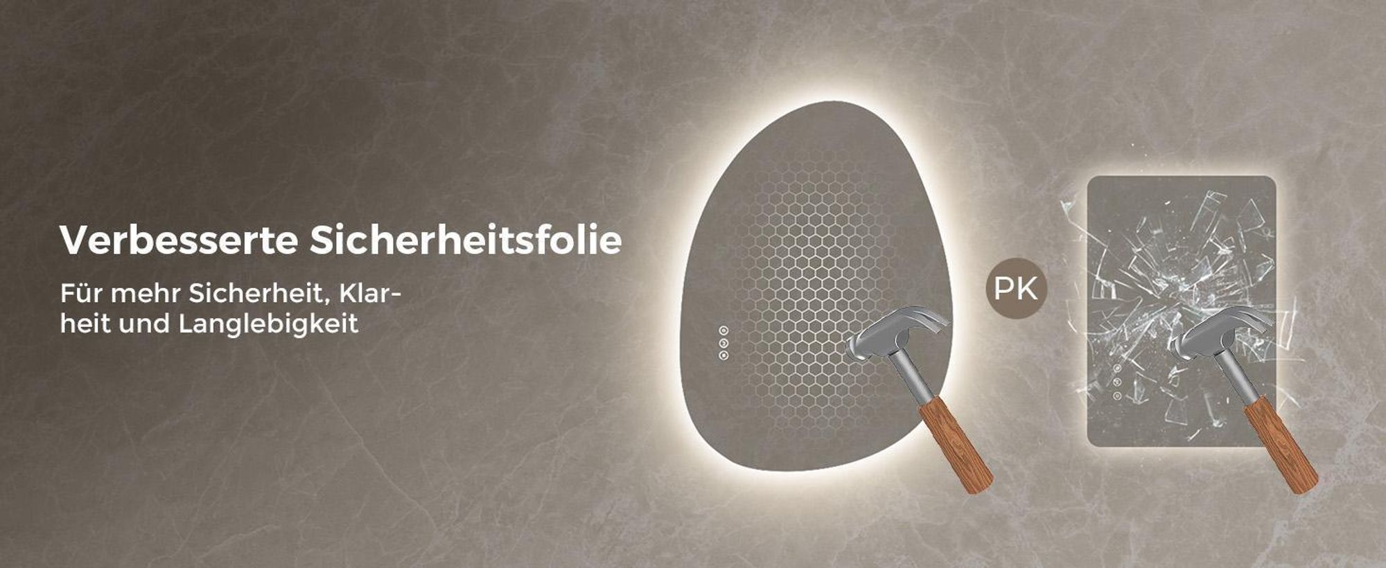 S'AFIELINA Badspiegel mit Beleuchtung 85×50 cm LED Touch Schalter Wandspiegel 3 Lichtfarben und Dimmbar, Anti-Beschlag- und Memory-Funktion