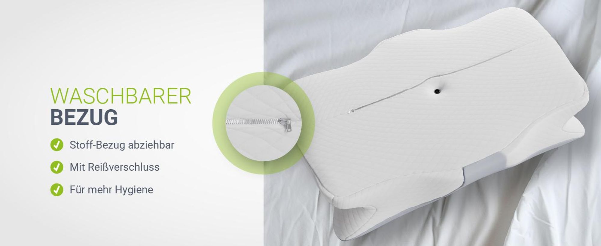 Juskys Nackenkissen 2er Set - Ergonomisch, Memory-Foam-Füllung - weiß / grau