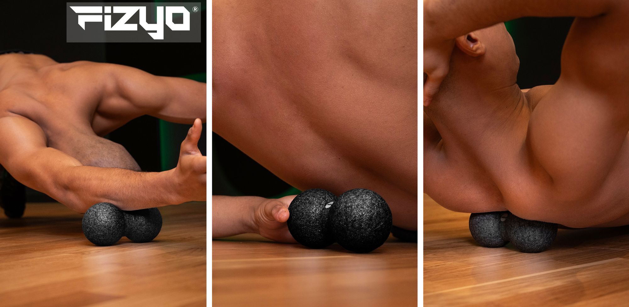 Person trainiert mit dem Massageball DuoBall FIZYO 16x8 cm