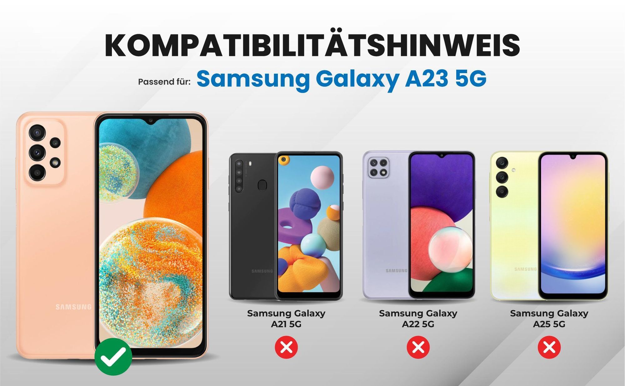 Kompatibilitätshinweise Hülle für Samsung Galaxy A23 5G