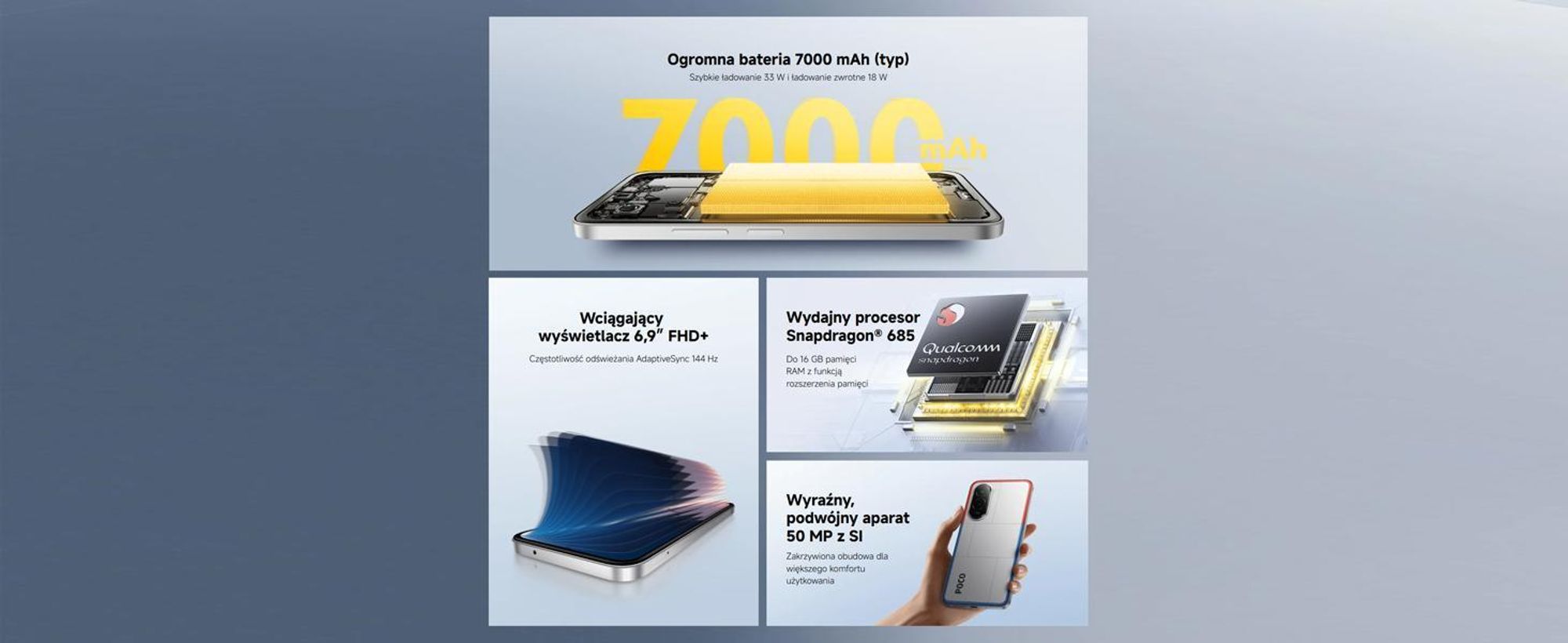 POCO M7, 17,5 cm (6.9"), 2340 x 1080 px, 8 GB, 256 GB, 50 MP, Czarny