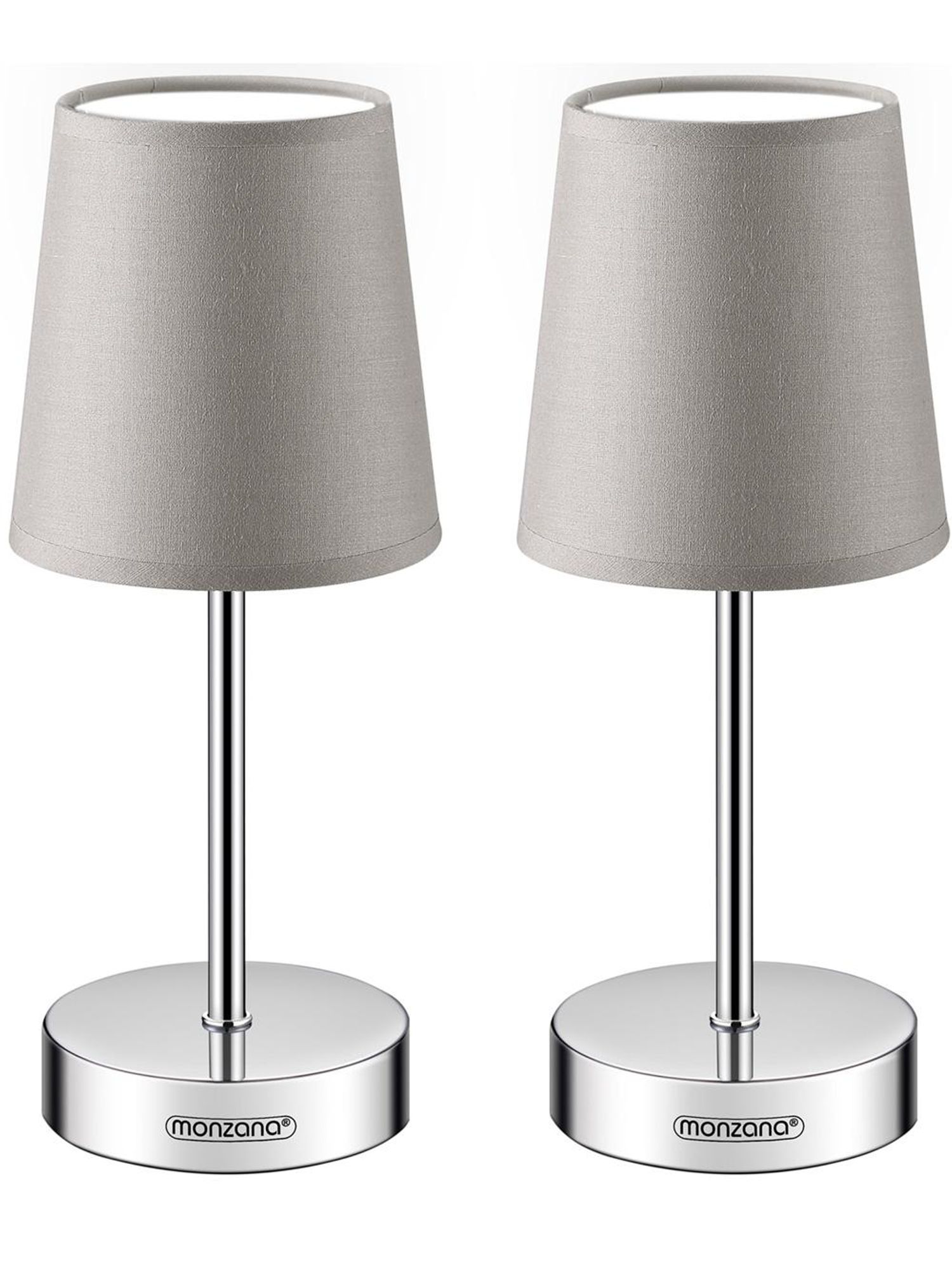 MONZANA Nachttischlampe 2er Set, Tischlampe mit Kabel, 32 cm Taupe