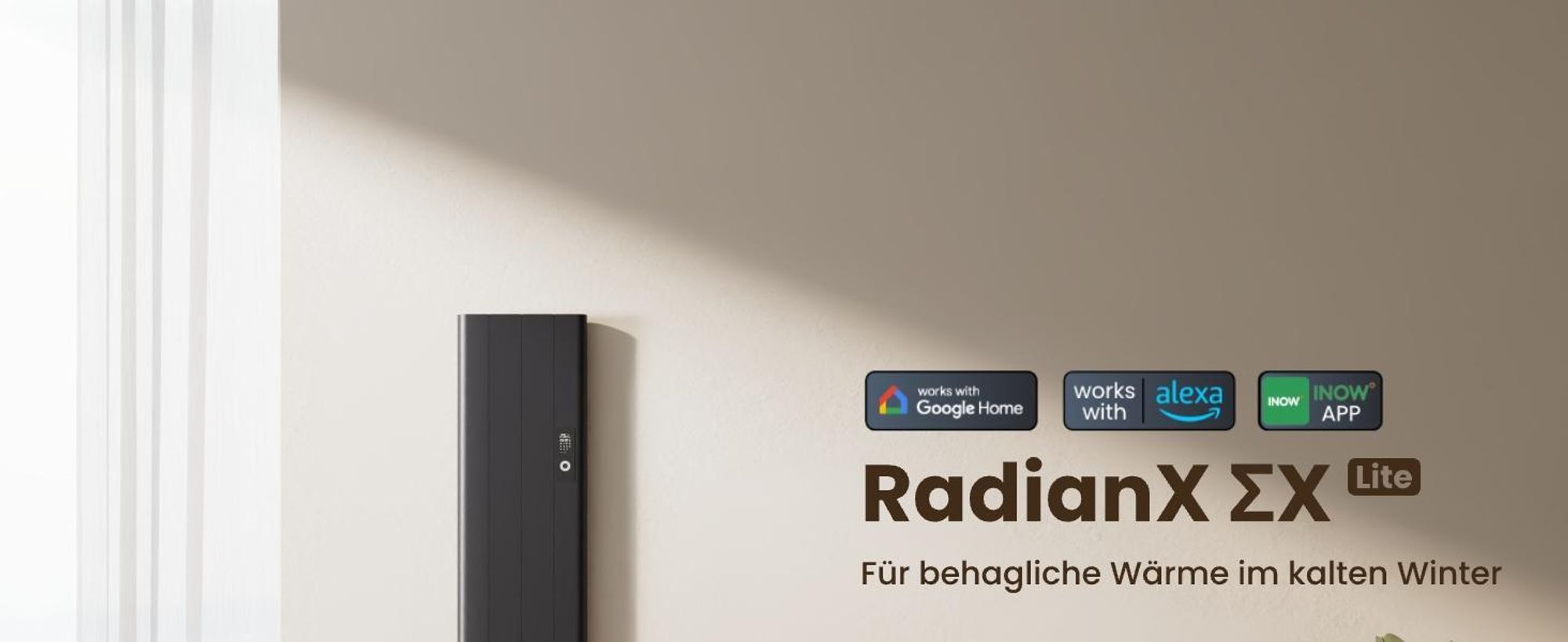 EMKE® Elektroheizung 1000W LCD Display Anthrazit Elektro Konvektor 1600x362x60mm WiFi + Alexa/Google Home, Wandmontage Elektroheizkörper für 9m² Raum