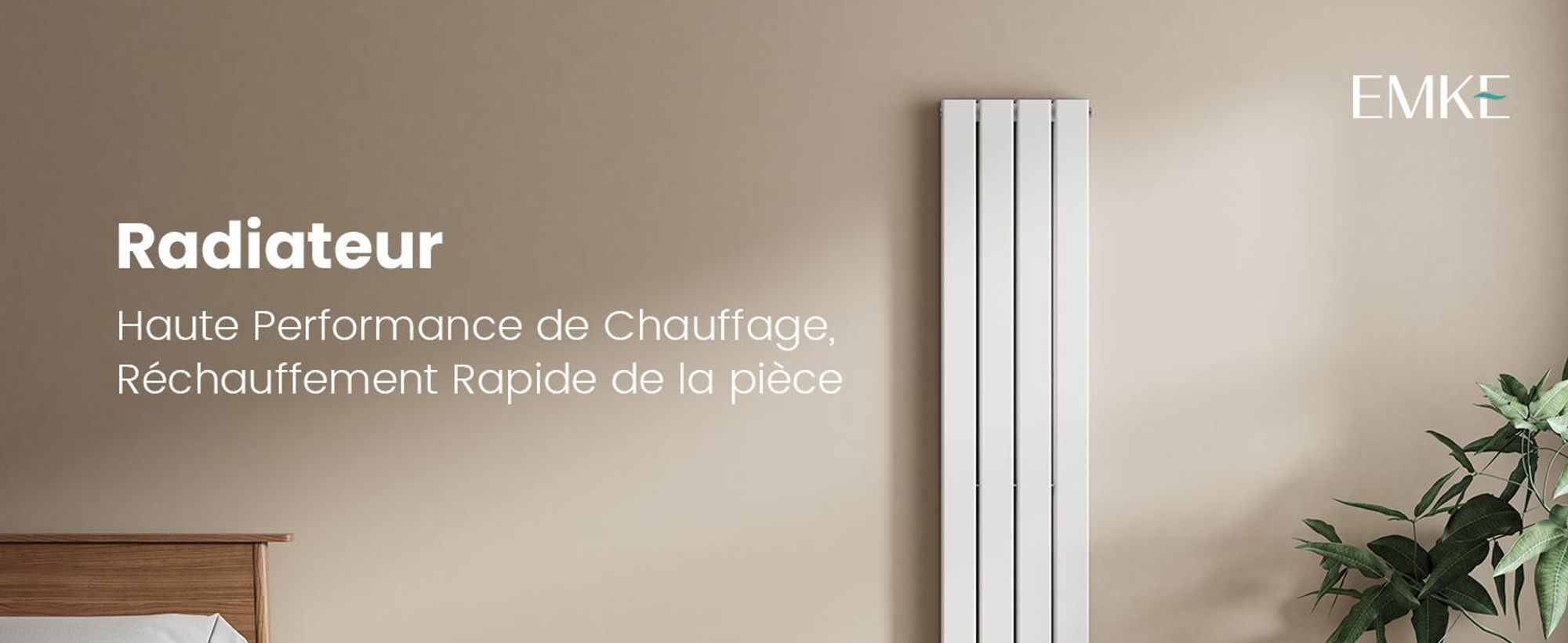 EMKE Radiateur plat Radiateur design Panneau de chauffage Blanc Vertical Double couche 1600x 300 mm 966W sans thermoplongeur