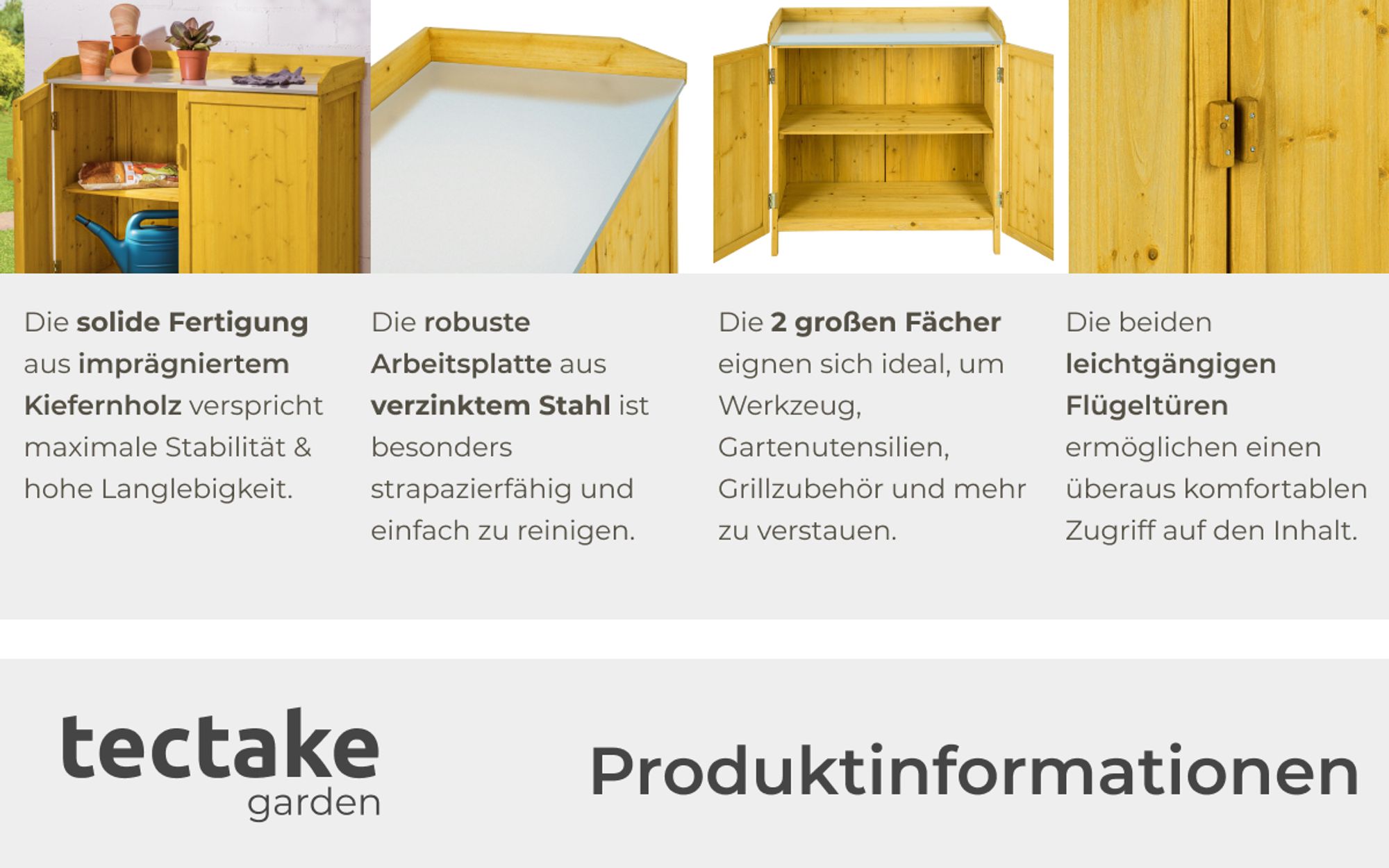 tectake® Pflanztisch Vita 98 x 48 x 95 cm