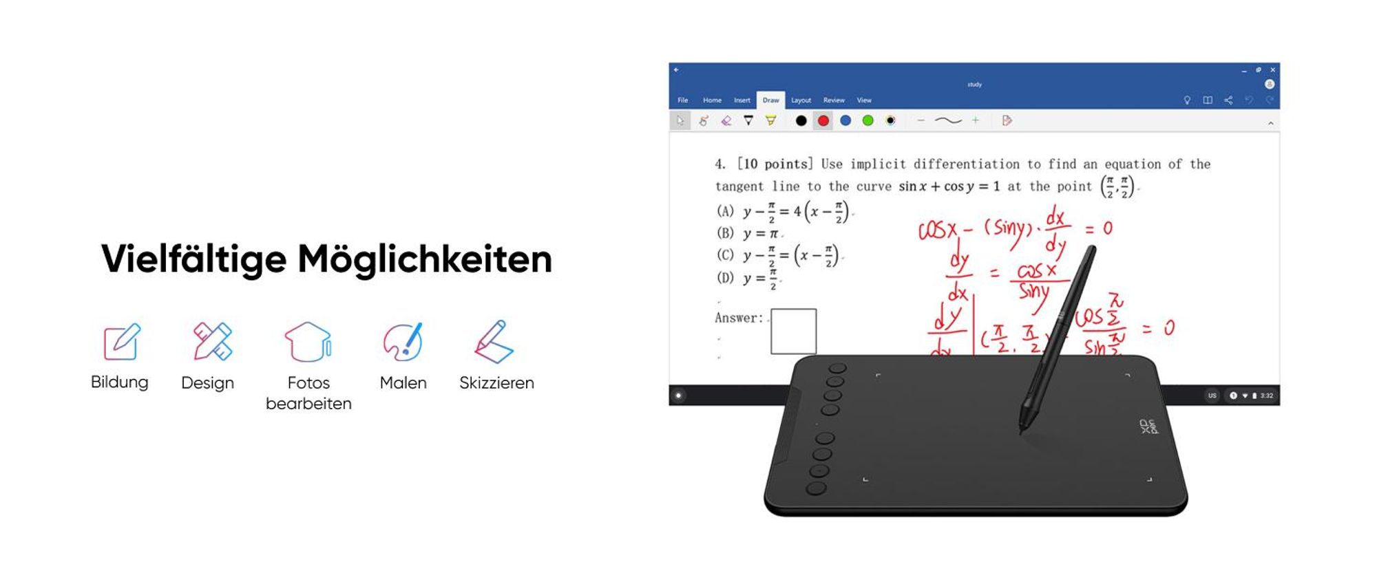 XP-PEN DECO MINI 7, Kabelgebunden, 5080 lpi, 177,8 x 111,1 mm, USB, 1 cm, Stift