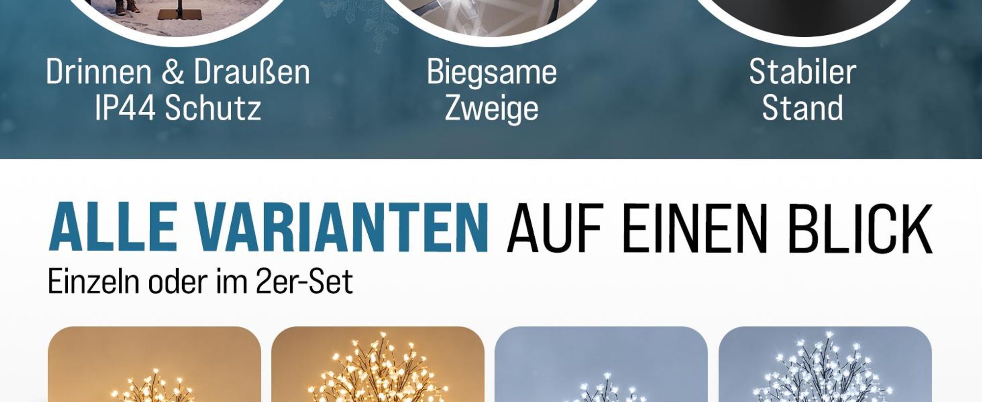 MONZANA Kirschblütenbaum 180 cm 200 LED Warmweiß Außen Innen Lichterbaum