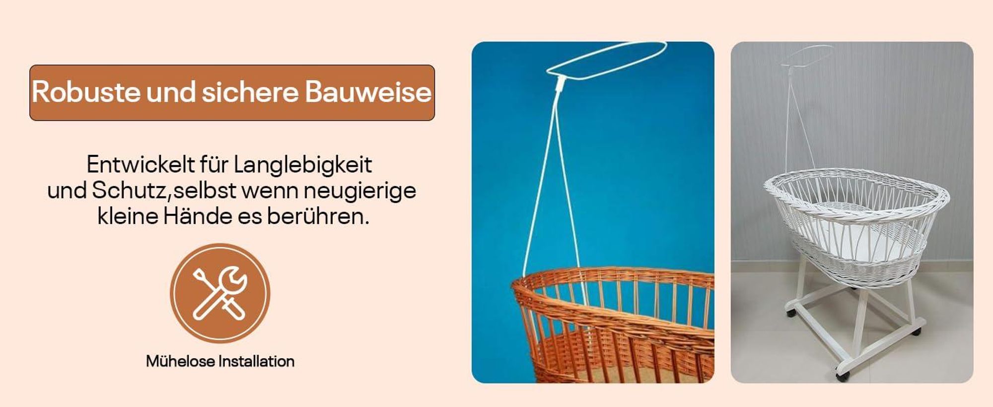 Best for Kids Baldachinstange | Weiß Baldachinstange für Babybetten mit Schraubklemme | Am Bett montierter Baldachinstangen-Schleierhalter