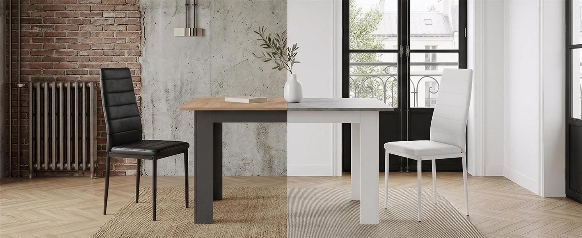 Mondeer Ausziehbarer Esstisch 120-160cm für 4-6 Personen, Stabiler Küchentisch, Vielseitig für Essen, Arbeiten & Freizeit Schwarz & Eiche