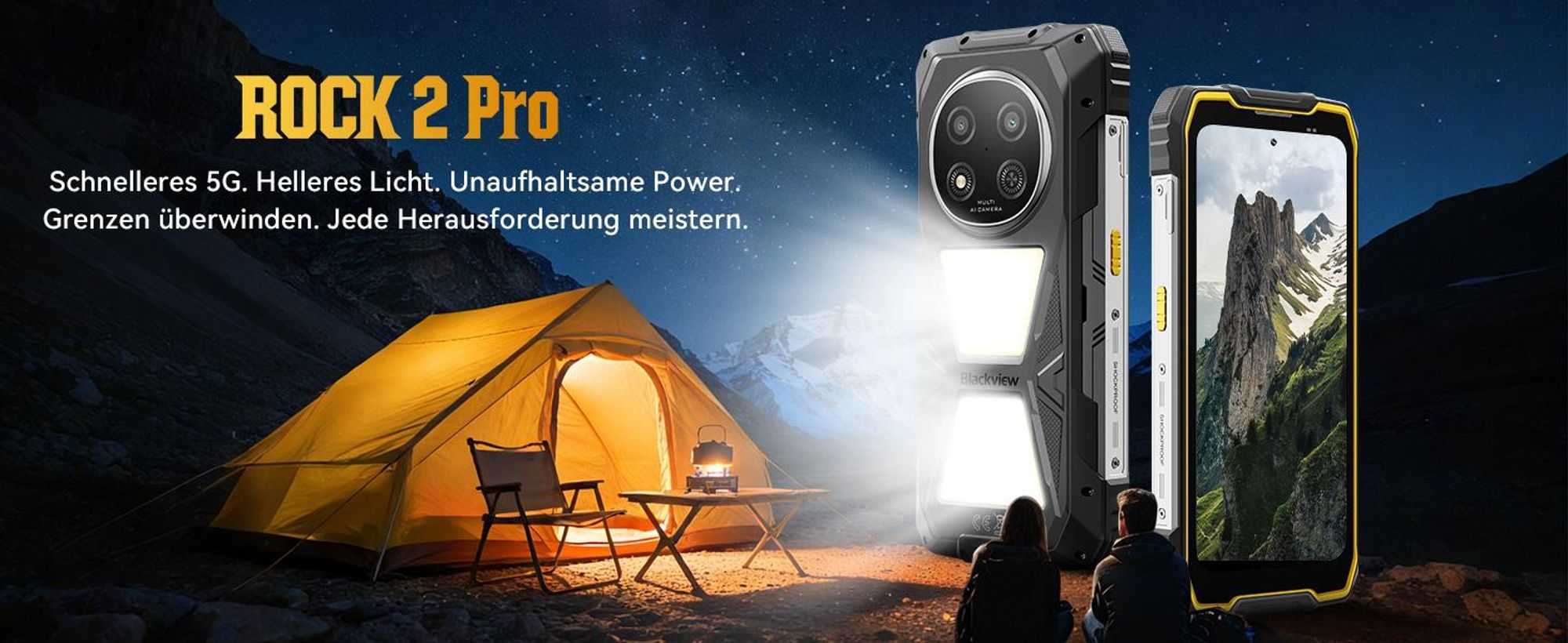 Blackview ROCK 2 Pro 6.67" 5G Ohne Vertrag Outdoor Smartphone mit 15000 mAh,32+256GB, Android 16,Dual-SIM,UNISOC T8100,DokeOS 5.0,120Hz,NFC,IP69K/IP68