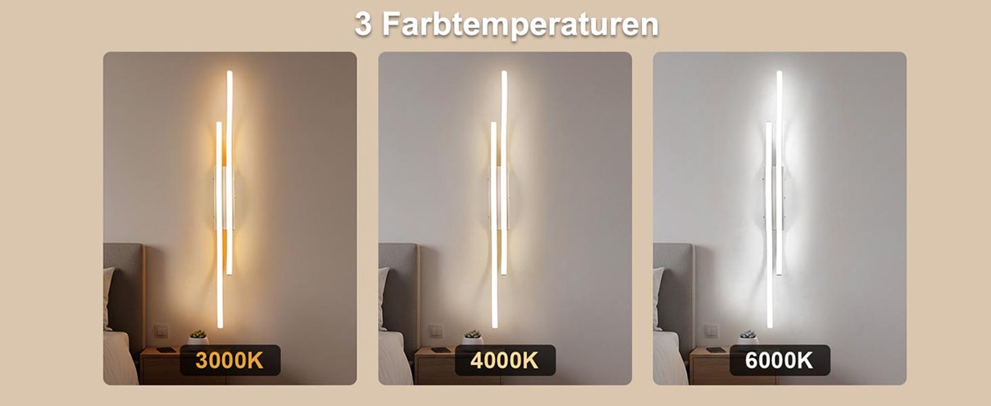 2 Stück LED Wandleuchte Wellenform Innen Modern Dimmbar 3 Farbtemperaturen Wiederaufladbar Wandlampe mit Fernbedienung, Weiß