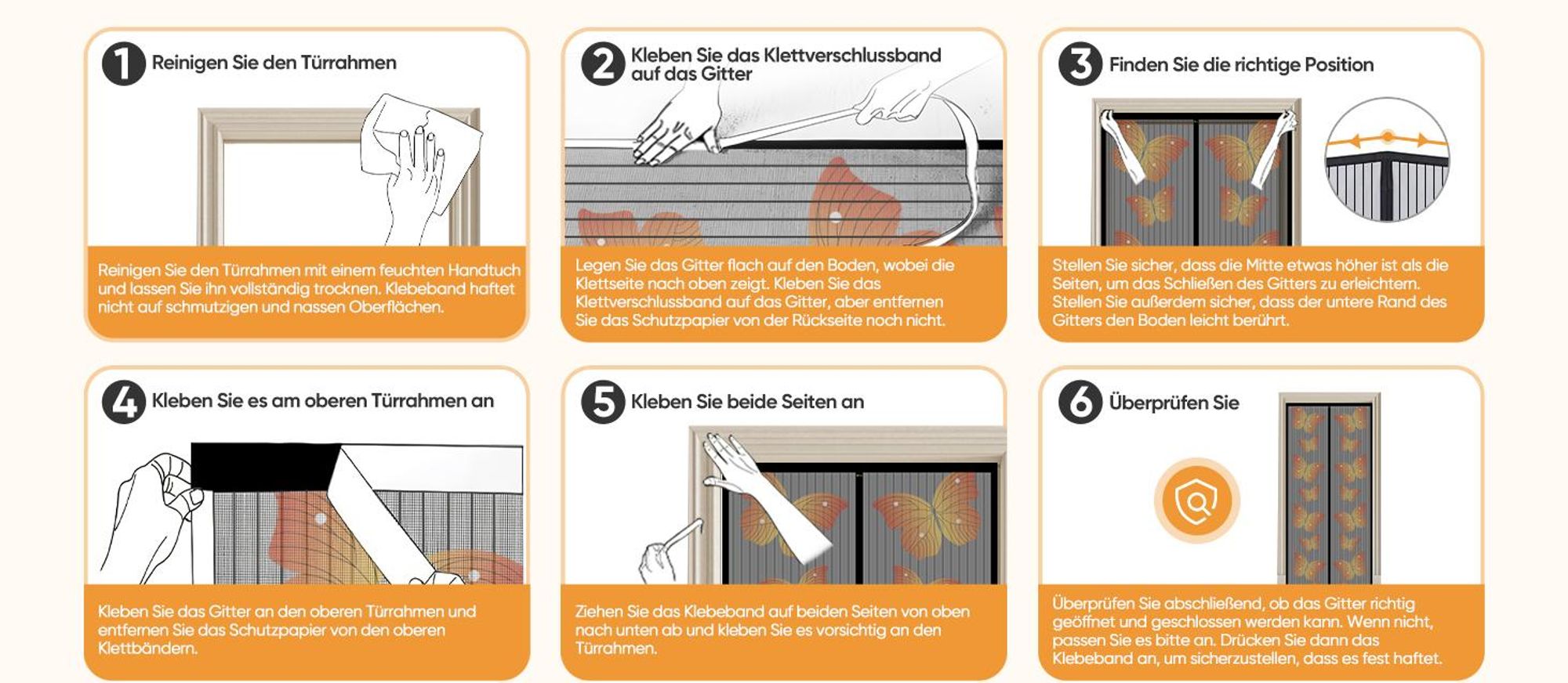 Fliegengitter für Balkontür mit Schmetterlingsmotiv – Magnetisch, Ohne Bohren, Insektenschutz für Balkon, Terrassentür Schwarz 90 x 210 cm