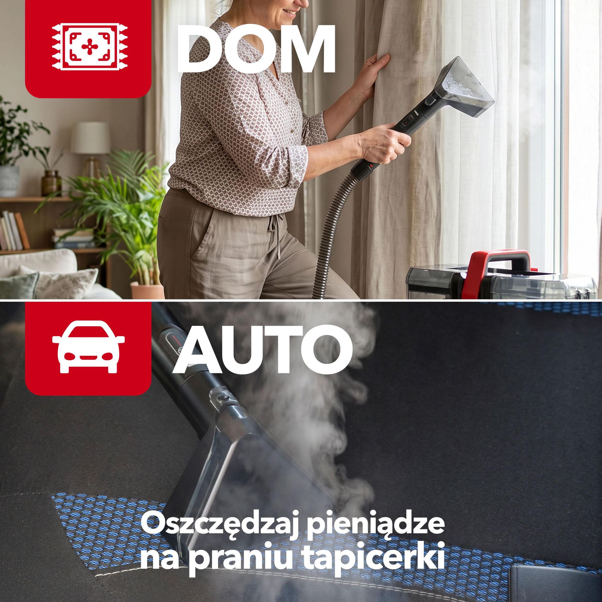 Odkurzacz piorący SPOTTER LEHMANN STEAMWASH LHOSW-1819 Pranie zimną oraz ciepłą wodą, pranie parą, czyszczenie parą