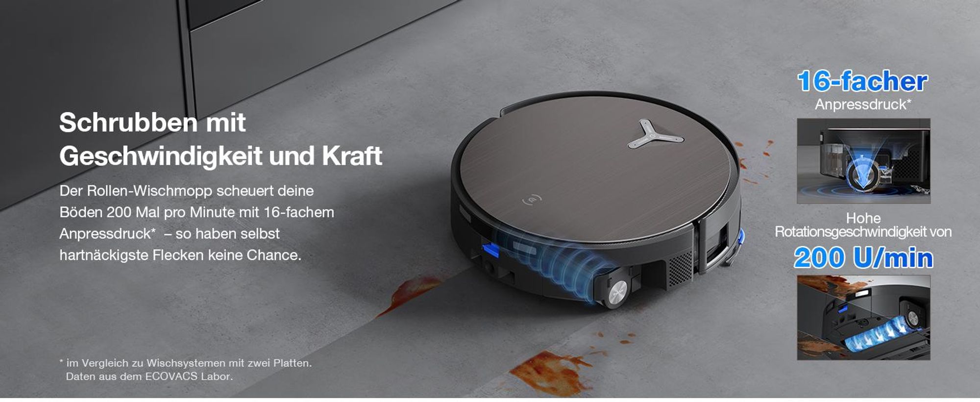 ECOVACS DEEBOT X11 OMNICYCLONE Staubsauger Roboter mit Wischfunktion, Blast + 19.500 Pa, ultraschnelles Akkuladen, PureCyclone 2.0 Auto-Entleerung
