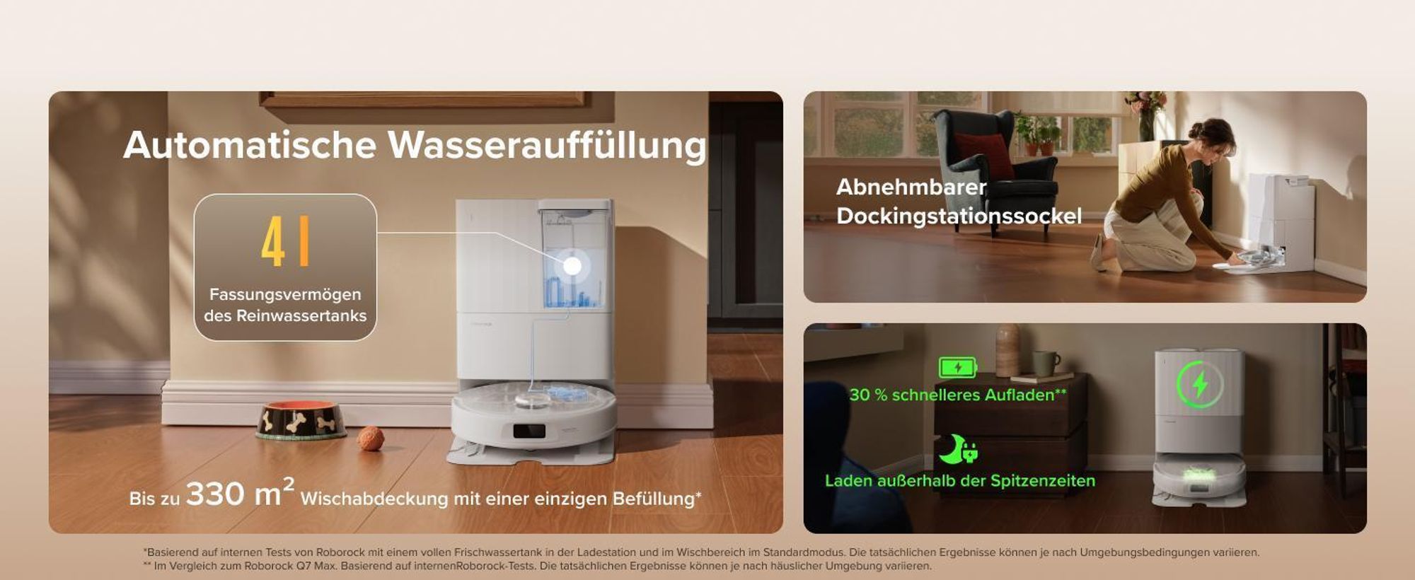 Roborock Qrevo S Pro Set Staubsauger Roboter mit Wischfunktion, 18.500Pa(Upgrade von QV 35A), Anti-Tangle System, 75 °C Heißwasser-Moppwäsche, Weiß