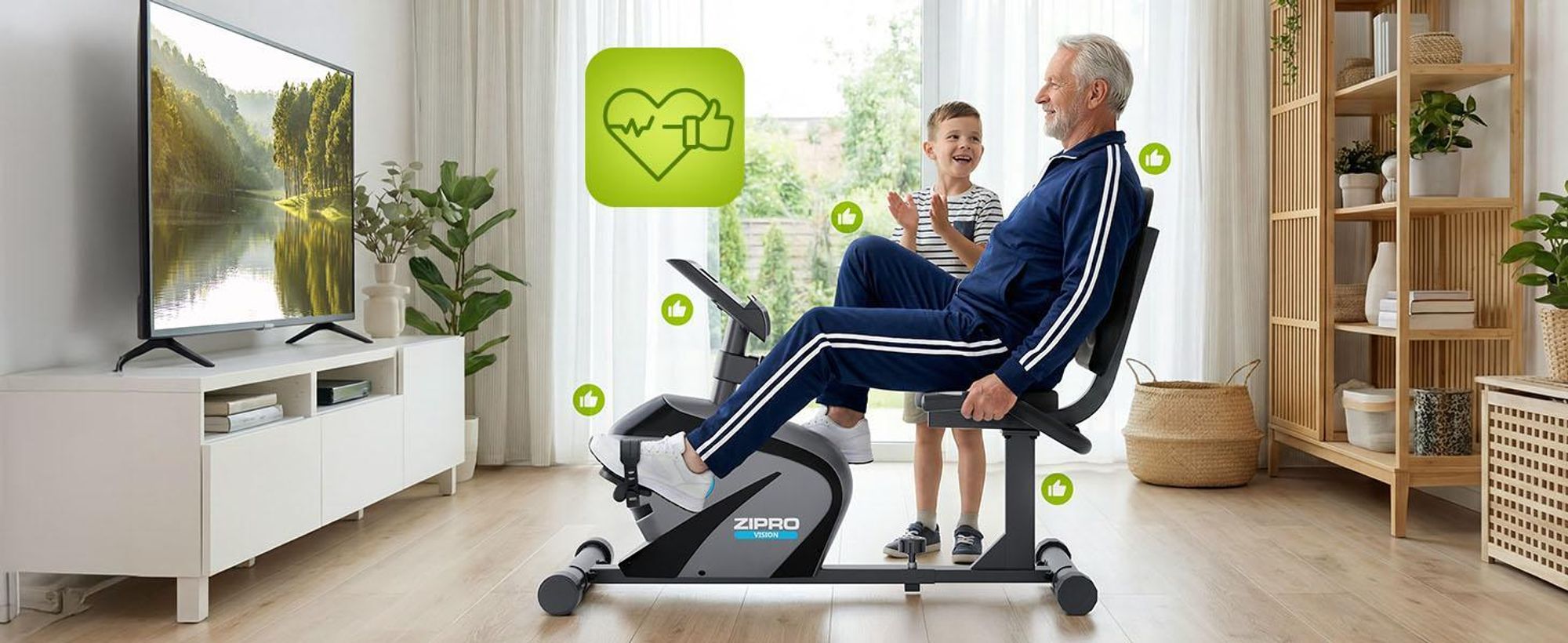 Zipro Cyclette Magnetica Orizzontale per Adulti Vision fino a 120kg, Nero, Taglia unica, Taglia unica