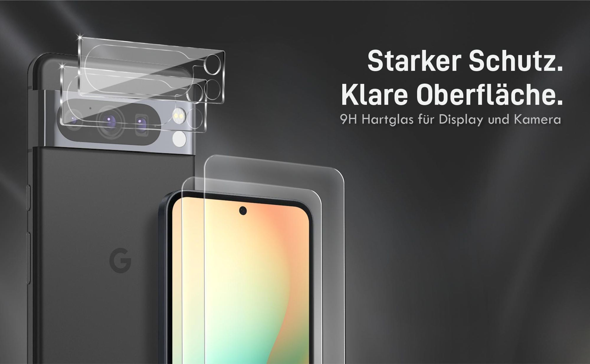 Kamera + Display Glas Set für Google Pixel 8 Pro kompatibel mit allen gängigen Hüllen