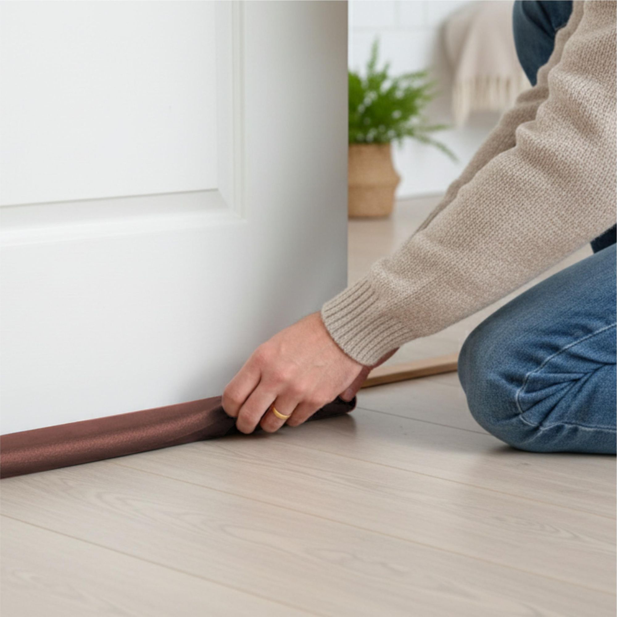 Türdichtung 90cm Braun, Zugluftstopper für Tür & Fenster, Schallschutz & Insektenschutz, Schaumstoff Dichtung zuschneidbar, EVI HOME Dual Brown