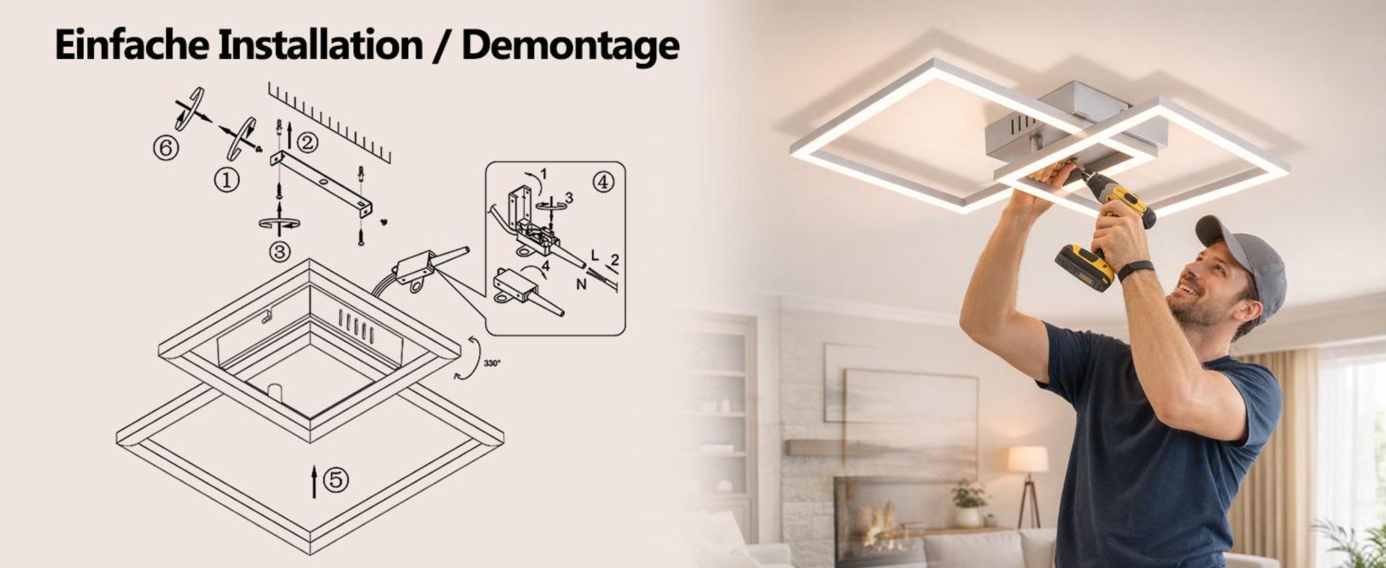 ZMH Lampy sufitowe LED Lampa sufitowa do kuchni 20 W Srebrna lampa do sypialni 4000 K Neutralna biel Lampa kuchenna Obrotowa konstrukcja do sypialni, biura, salonu