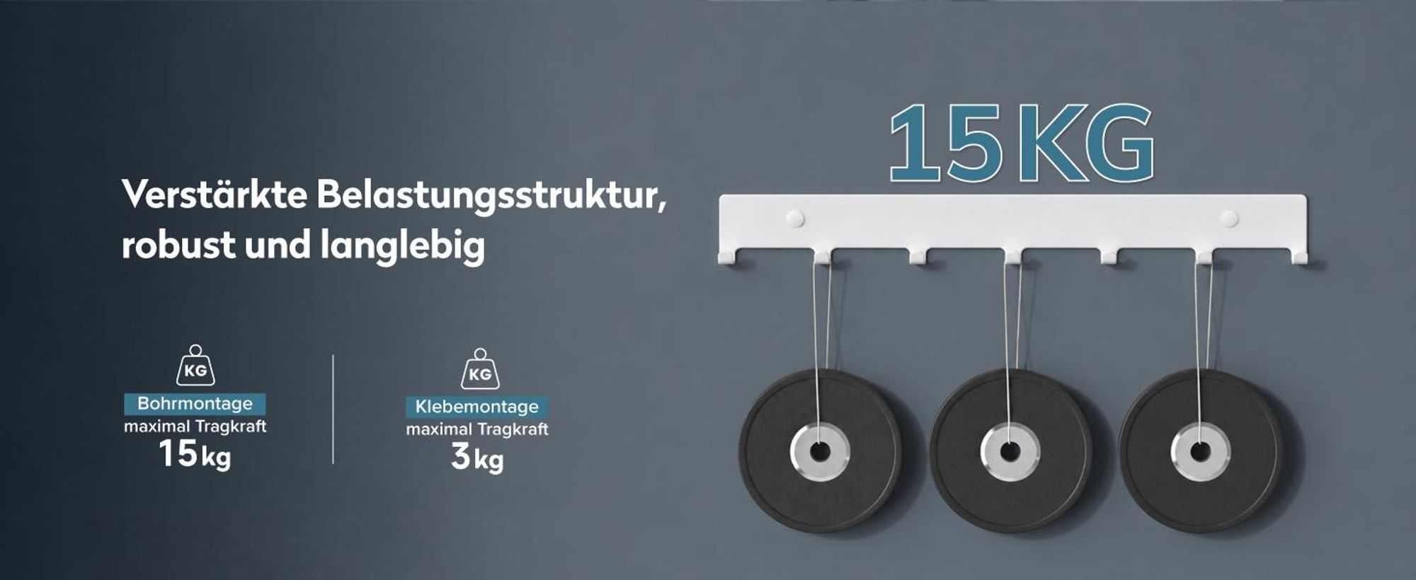 doporro Garderobenleiste mit 7 Haken, Wandgarderobe mit Garderobenhaken, Wandhaken, für Flur, Bad und Küche, weiß, Stalo-17