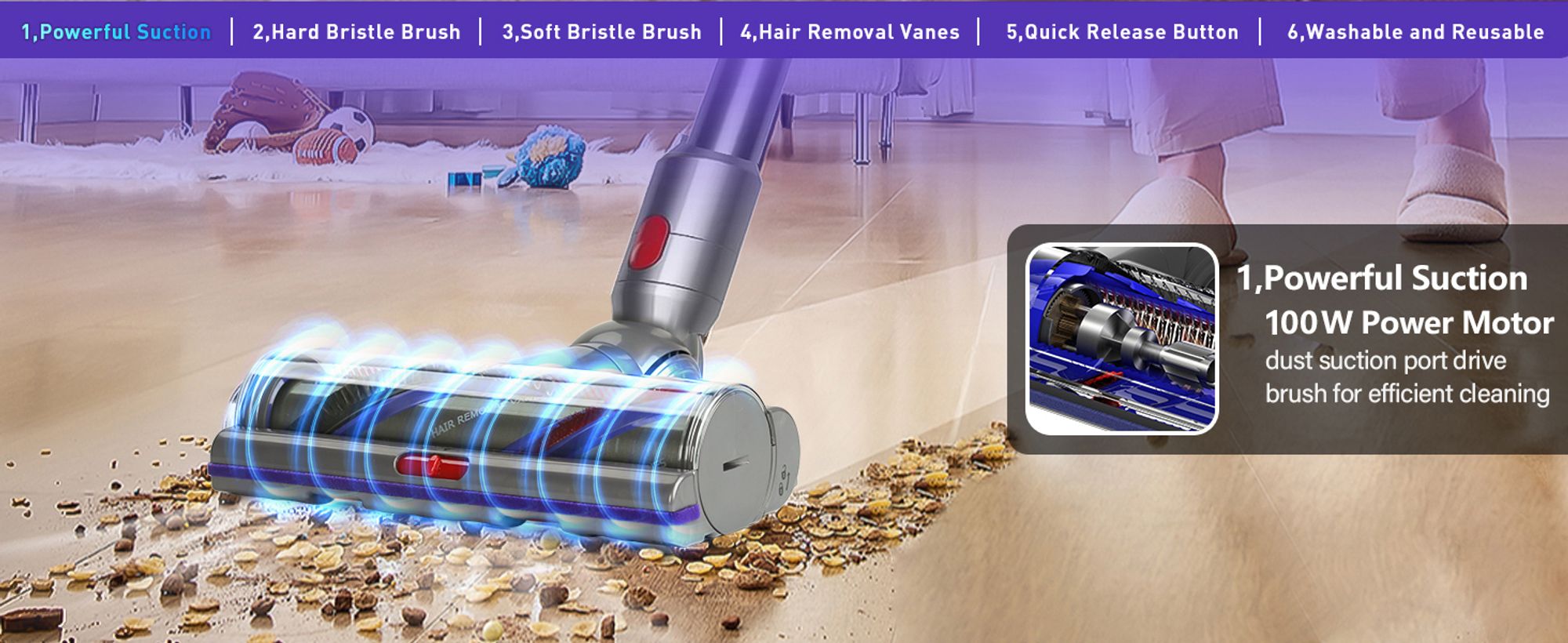 Ersatz-Staubsaugeraufsatz mit hohem Drehmoment für Dyson V11 V15 V10 V8 V7, Upgrade-Staubsaugerkopf für Dyson Staubsaugerteile und Zubehör