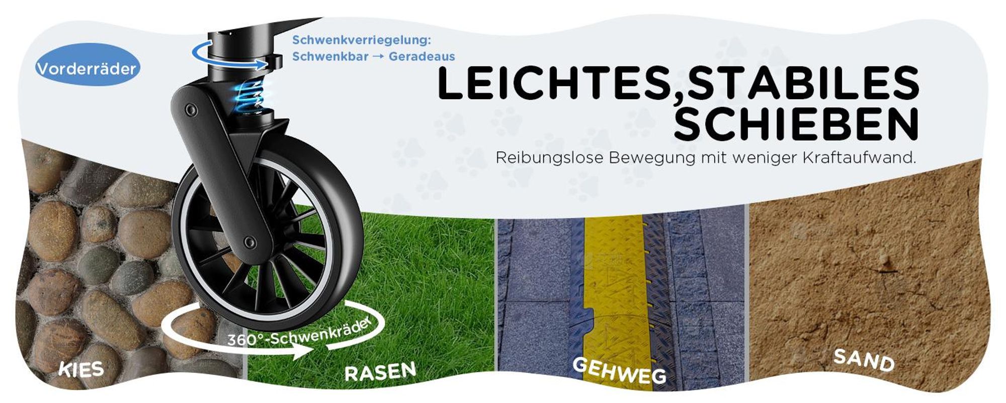COMHOMA Hundebuggy klappbar bis 25KG, 360°schwenkbares EVA-Vorderrad und Hinterradbremsen, 4-in-1 Hundewagen, Faltbar Katzenwagen BLUE