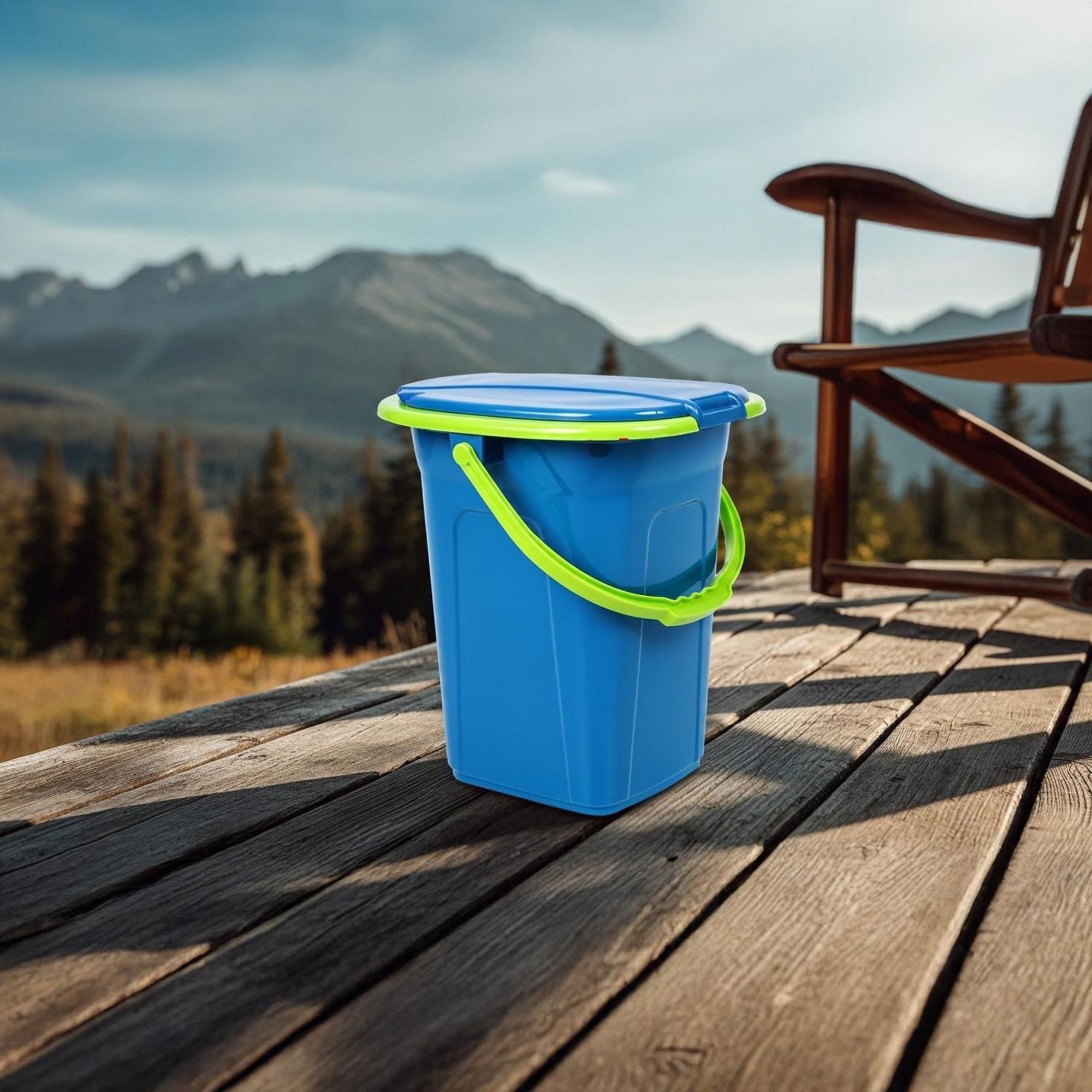 Reise WC Toilette Campingtoilette Eimertoilette Mobil Camping Outdoor Eimer 19L Türkis-Limone