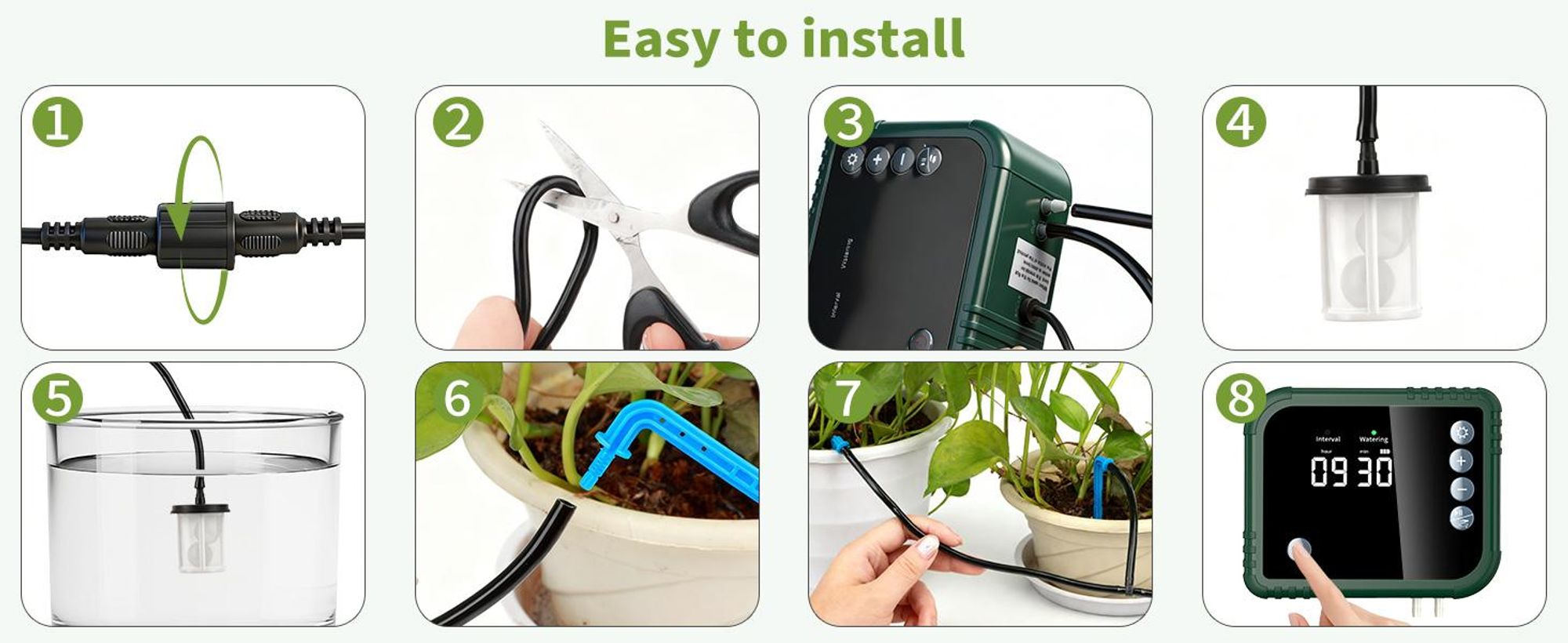 Speed Automatisches Solar-Tropfbewaesserungsset mit Steuergerät, Solar Bewässerungssystem fuer Garten, Balkon,mit Timer und 15 Tropfer -15m Schlauch
