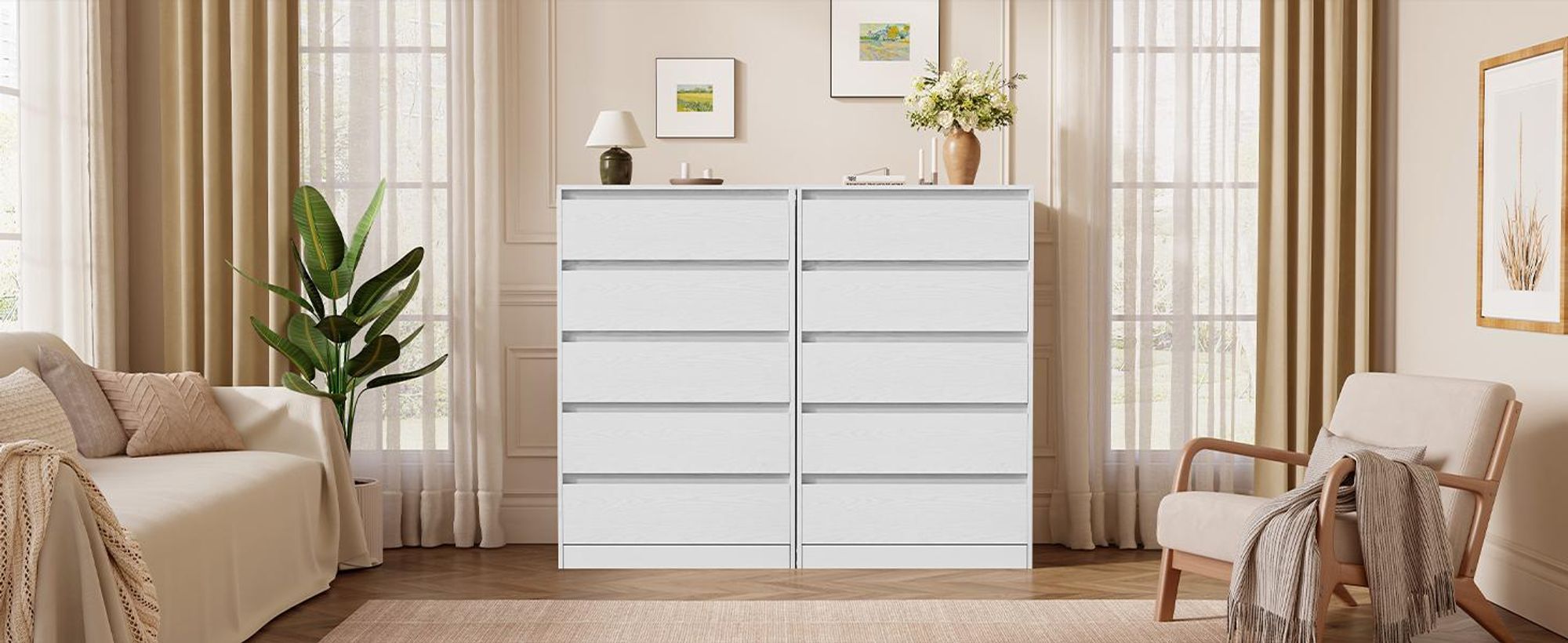 VASAGLE Kommode mit 5 Schubladen, Kommodenschrank, Schubladenschrank, Wäschekommode, für Schlafzimmer, 40 x 60 x 97,4 cm, Modern KAILYN Kollektion