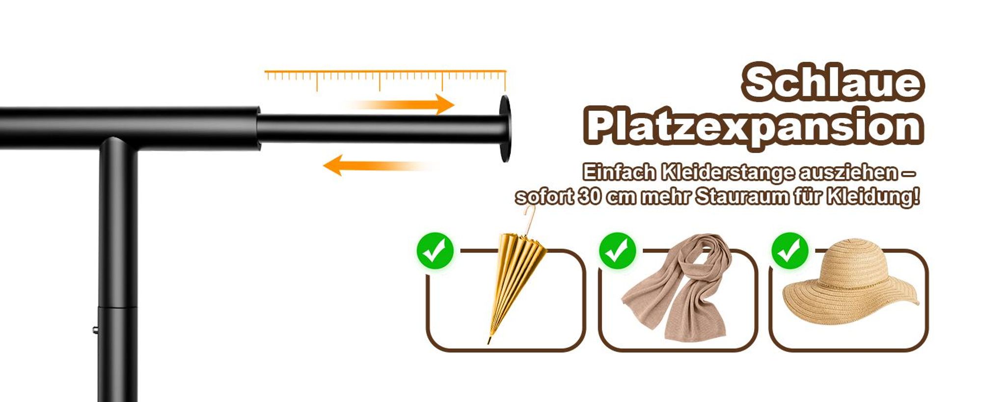 HOKEEPER Schwerlast Kleiderständer auf Rollen, Doppelter Kleiderstange,bis 283 kg belastbar (D002K)