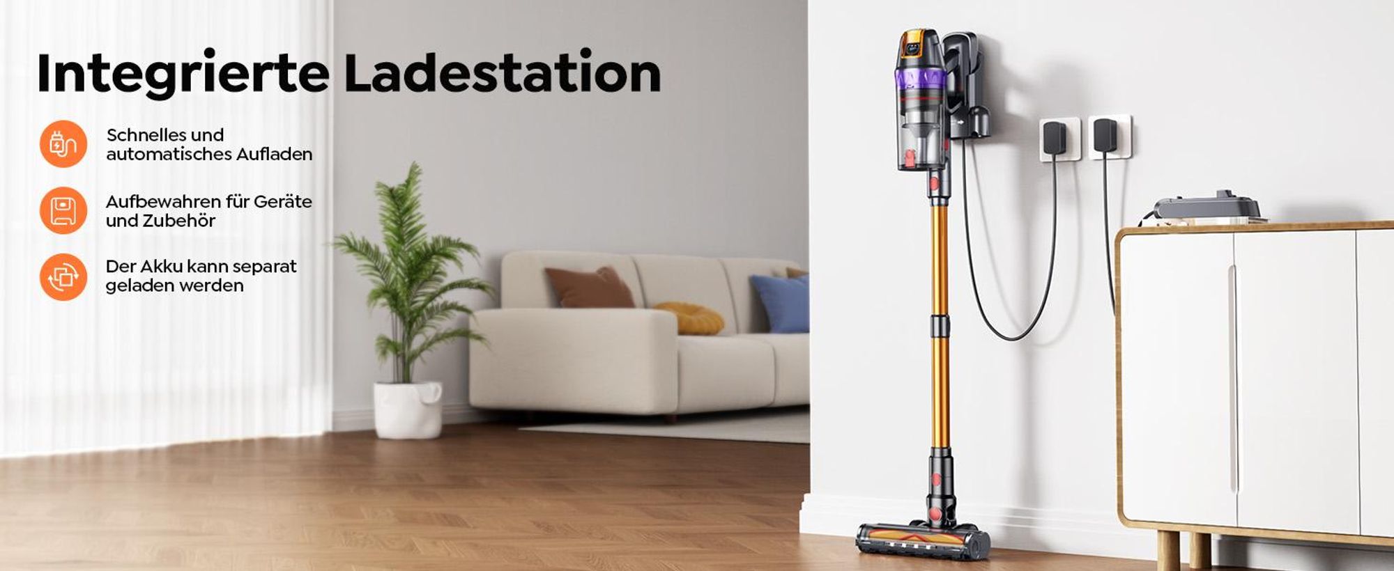 Buture VC90 Akku Staubsauger, 650W/65.000pa Staubsauger Kabellos mit Touchscreen, Bis zu 60 Min Laufzeit, Kabelloser Anti-Tangle-Staubsauger