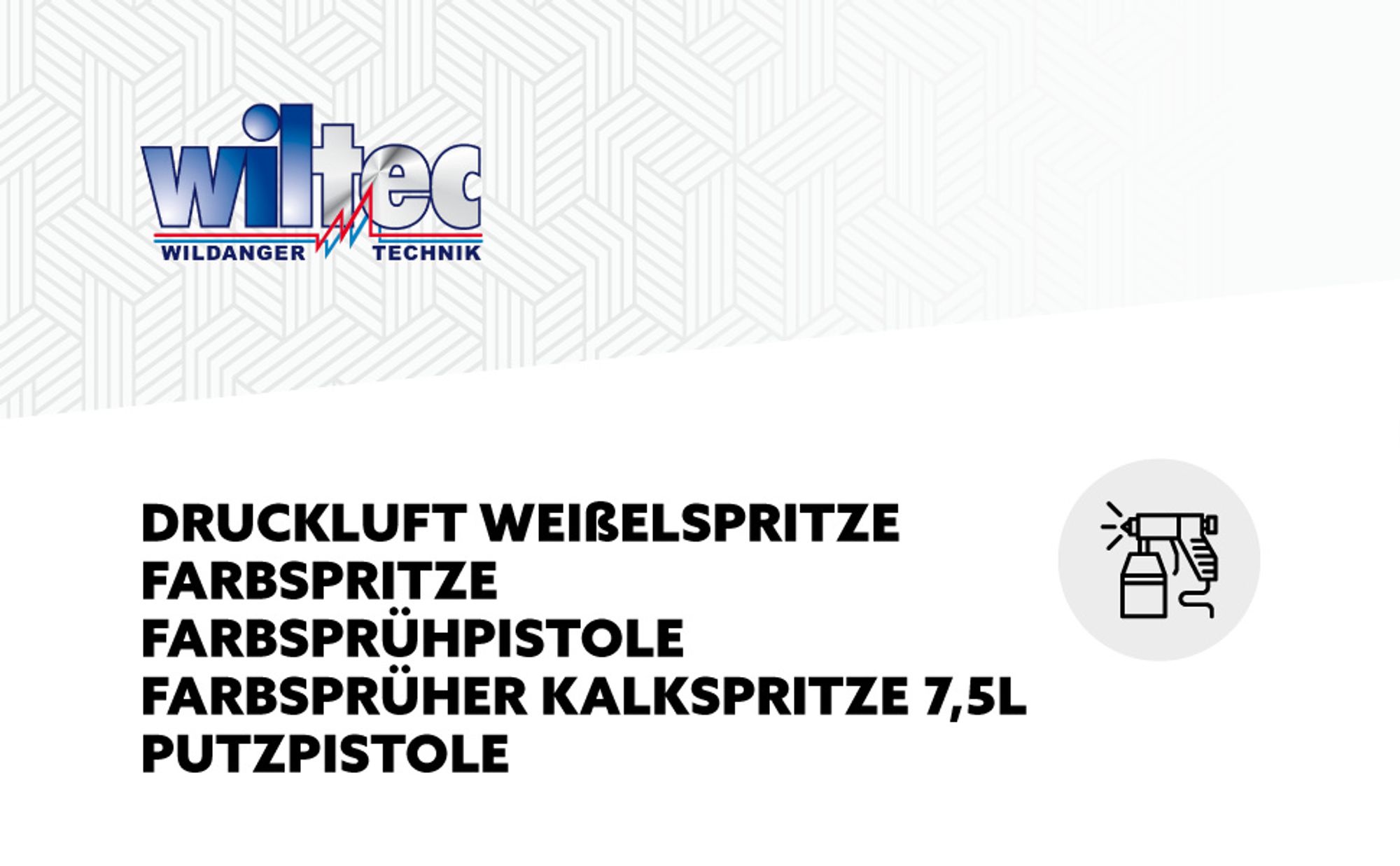 Wiltec Druckluft Weißelspritze Farbspritze Farbsprühpistole Farbsprüher Kalkspritze 7,5L Putzpistole