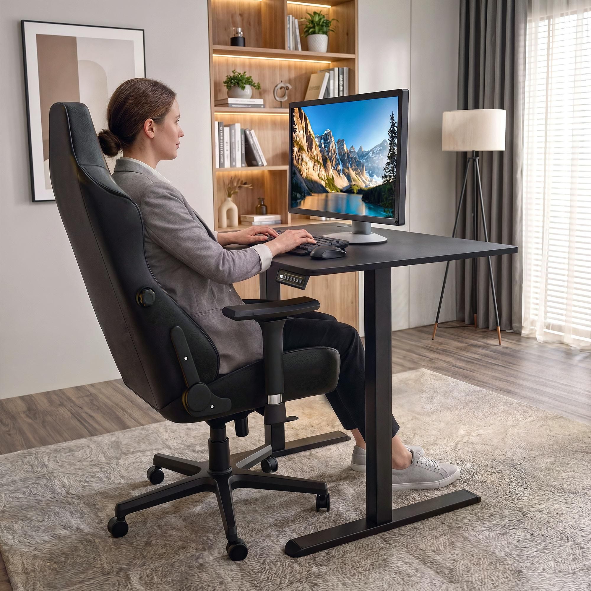 di volio Schreibtisch BARGA höhenverstellbar elektrisch 88x60 cm – schwarz, ergonomischer Bürotisch, platzsparender Stehtisch mit Memory-Funktion