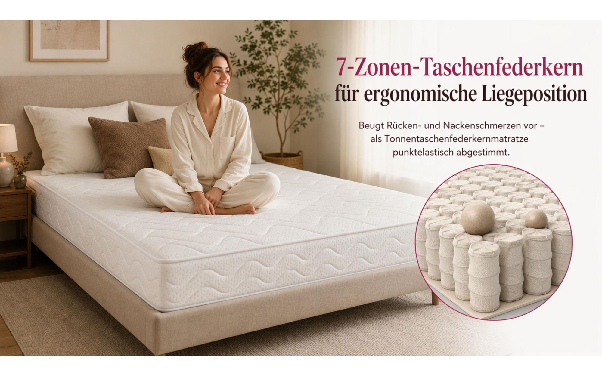 MARPUR Taschenfederkernmatratze 120x200 Lambada, 7 Zonen, H3, Höhe 21 cm