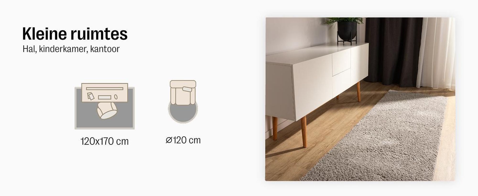 benuta tapijt voor de woonkamer Soho Taupe 240x340 cm Tapijt met hoog pool Woonkamer-tapijt Rechthoekig Antislip Zacht Pluche Shaggy