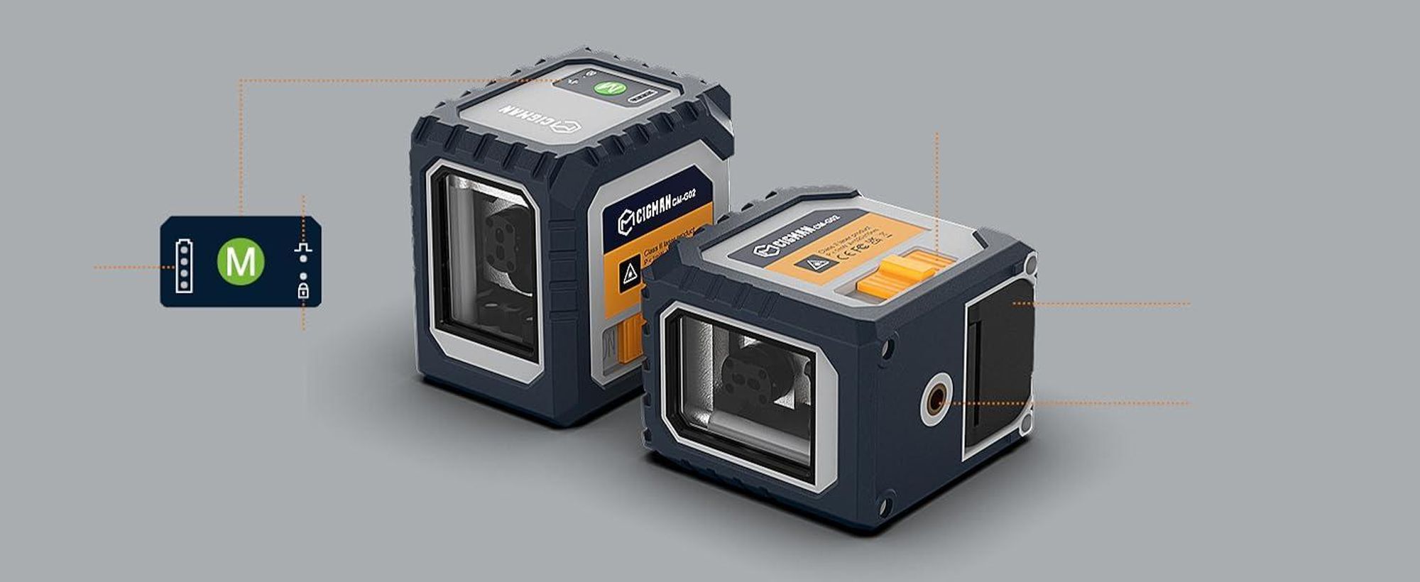 Laser à lignes croisées CIGMAN CM-G02A vert, portée 30 m, autonivelant, batterie rechargeable via USB-C