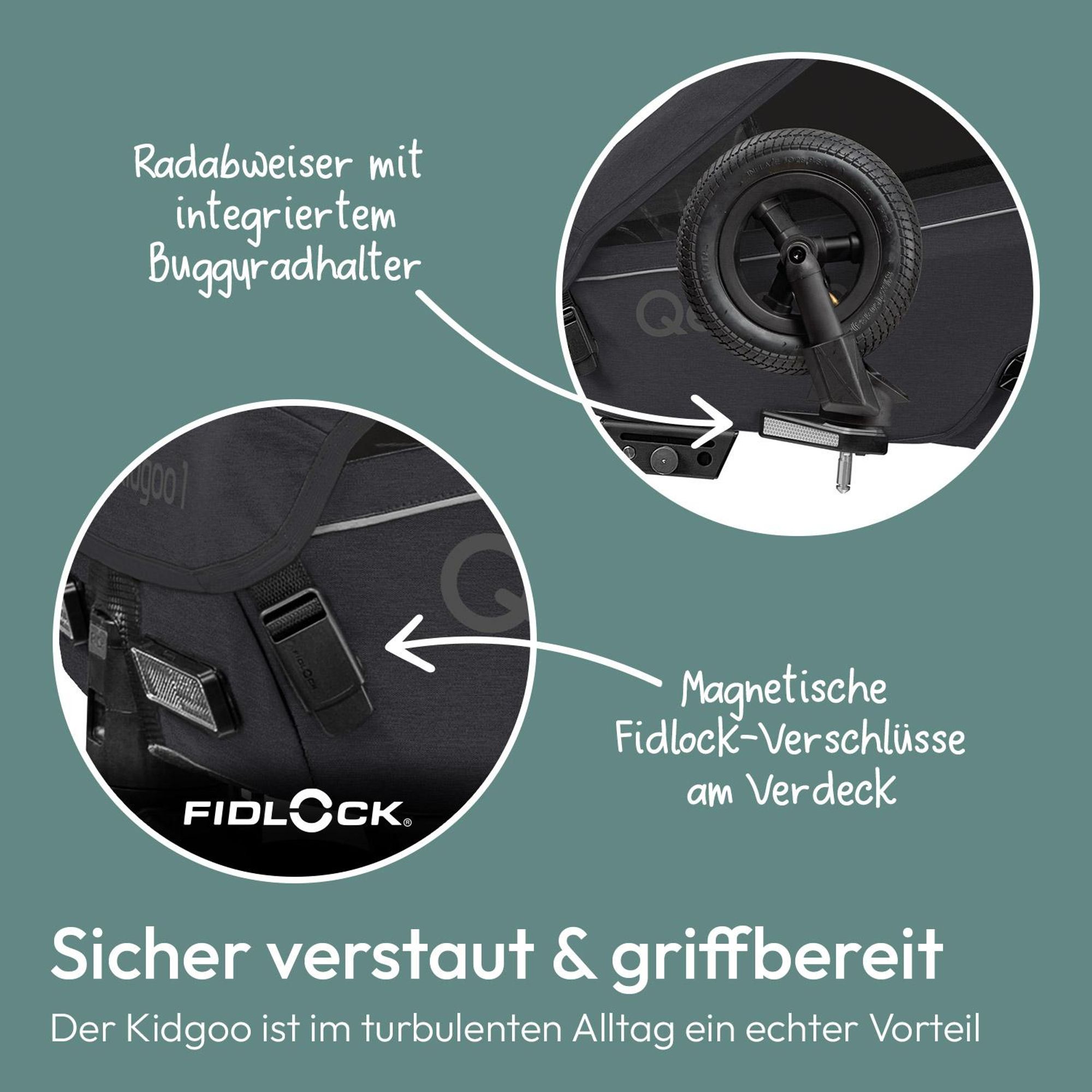 Qeridoo Kidgoo 1 - Kinderfahrradanhänger für 1 Kind, Farbe: Phantom Grey