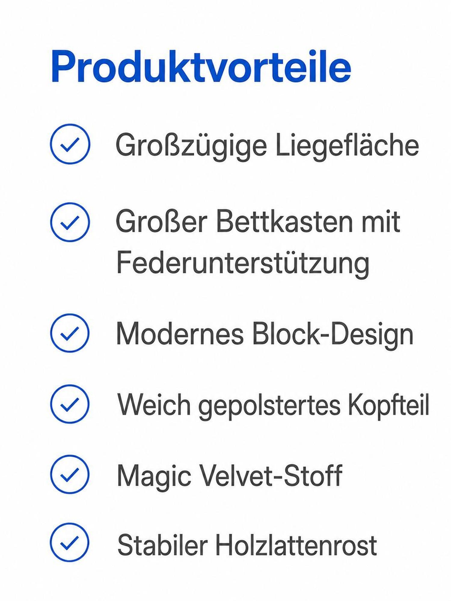Produktvorteile des Polsterbetts TEDDY mit Bettkasten und Holzlattenrost