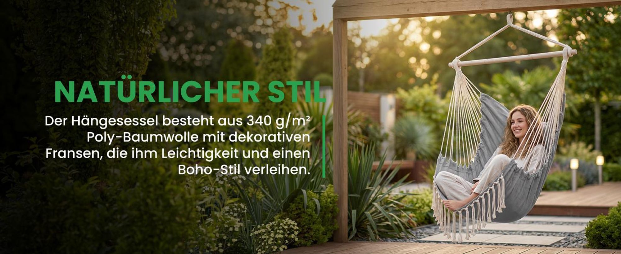 Hängesessel Hängestuhl Gartensessel brasilianische Cocoon mit 2 Kissen