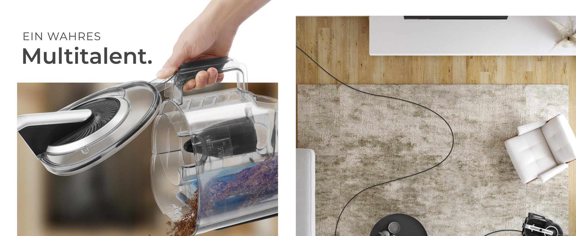 tectake® Staubsauger VC900 900 W, beutellos 43 x 27 x 88 - 117 cm