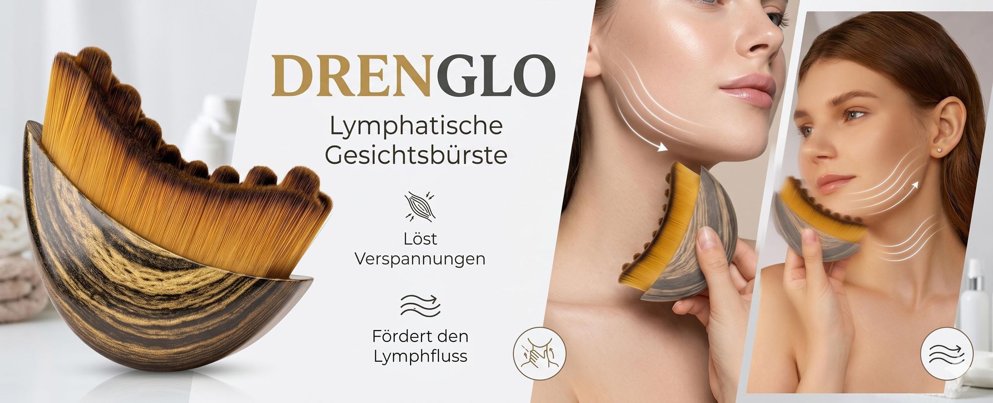 Gesichtsbürste für Lymphdrainage für Spannungsabbau, Lymphbürste für Gesicht, Lymphatische Gesichtsbürste - DRENAGLO