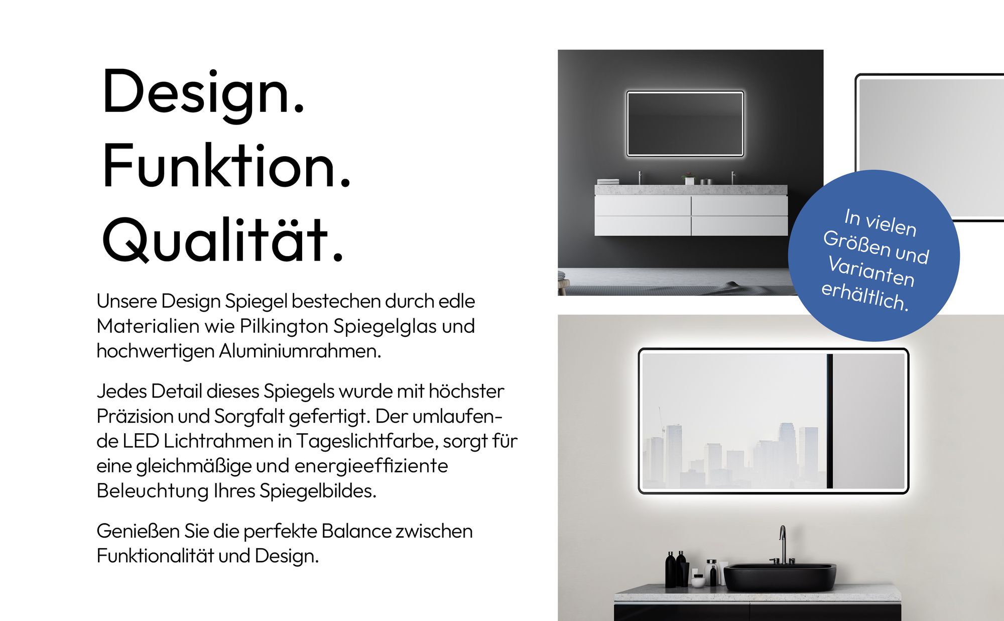 LED Badspiegel TALOS black Moon 120x70 cm - Badezimmerspiegel mit Beleuchtung - feuchtwassergeeignet durch Aluminiumrahmen - Licht-Farbe Neutralweiß