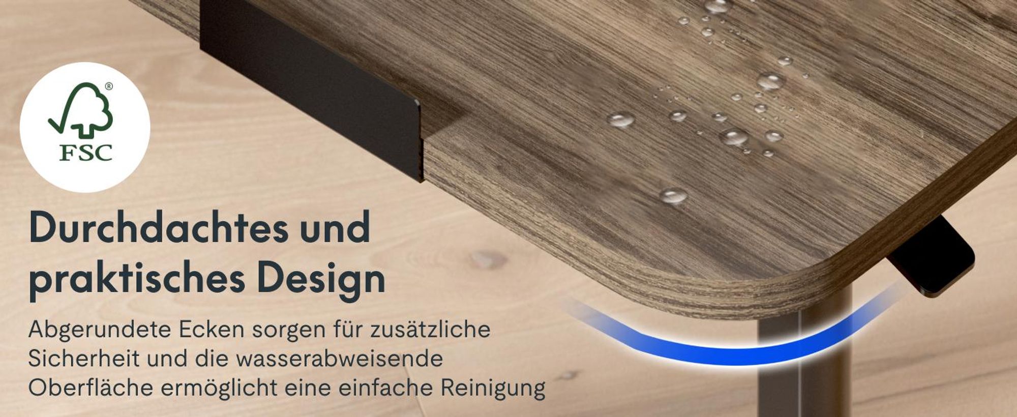 FLEXISPOT Beistelltisch Höhenverstellbar in C-Form, klappbarer Laptoptisch mit Rollen, 65–105 cm, Nachttisch, für Bett und Sofa, Braun