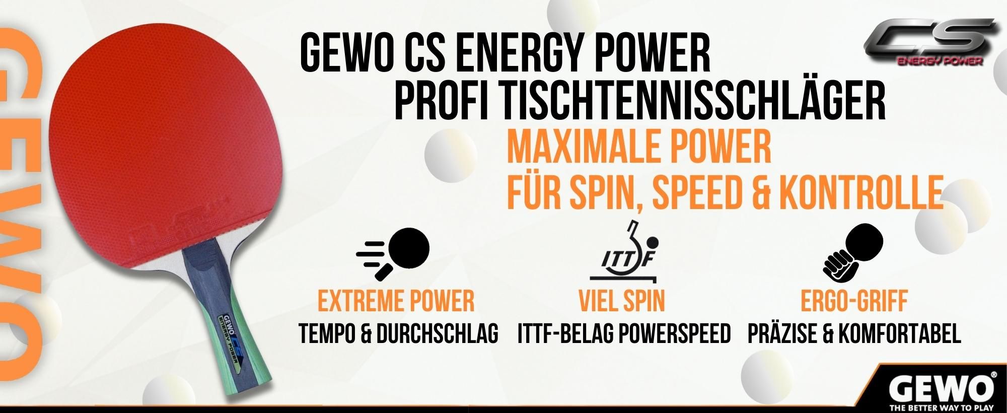 GEWO Tischtennisschläger CS Energy Power, Tischtennisschläger Wettkampf, Tischtennisschläger profi