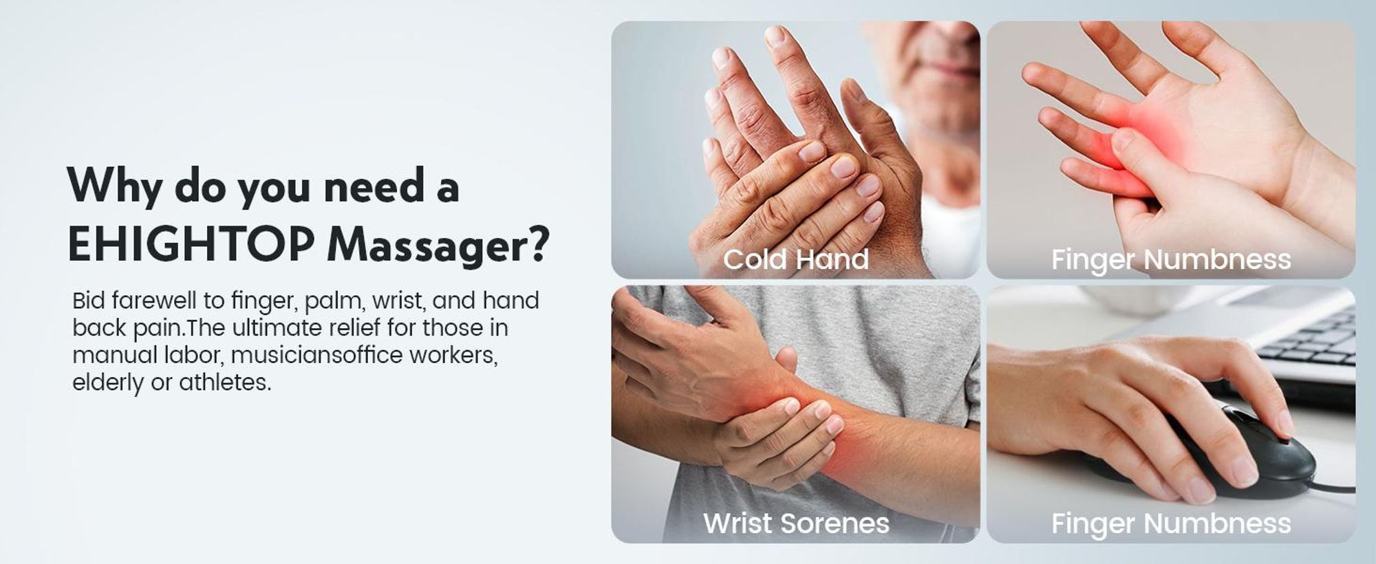 Handmassagegerät mit innovativer Kühlung-6 Modi & 3 Timer, Luft-Wärme-Kombination, Rollmassage und Handgelenk Airbag-Massage für Hand, Finger