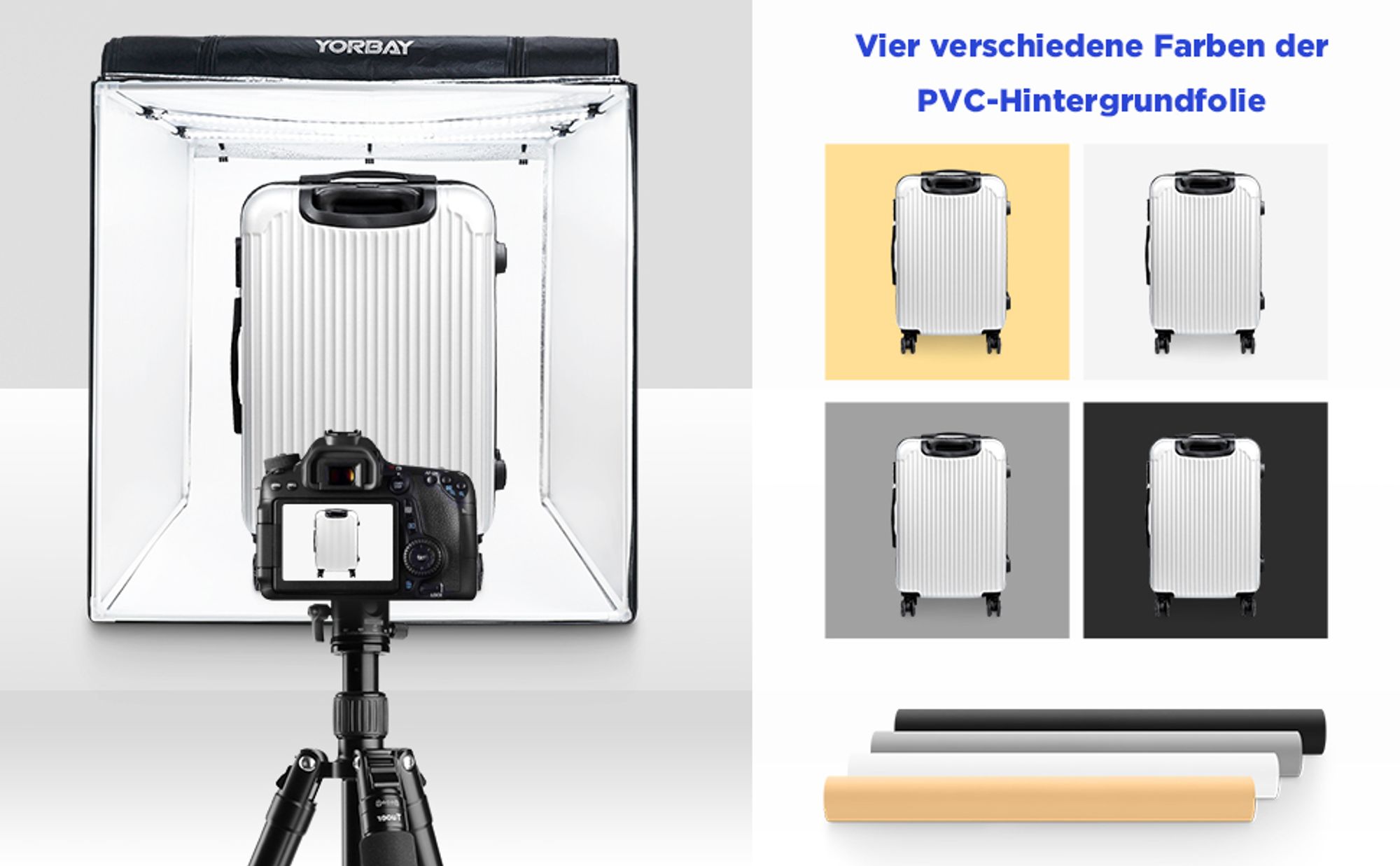DUCLUS Fotobox, 25 x 25 cm, fotostudioset voor productfotografie, opvouwbare mini-lichtbox met 96 leds, 6 waterdichte pvc-achtergronden voor kleine voorwerpen DUCLUS Fotobox, 25 x 25 cm, fotostudioset voor productfotografie, opvouwbare mini-lichtbox met 96 leds, 6 waterdichte pvc-achtergronden voor kleine voorwerpen